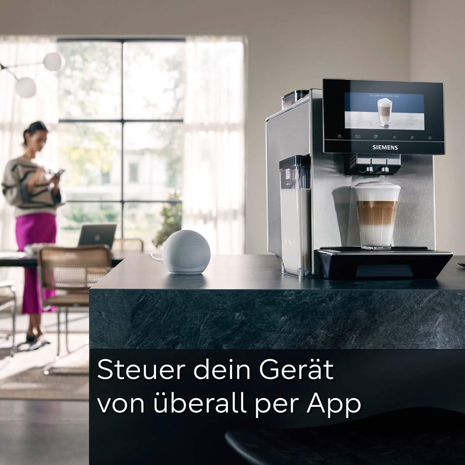 Siemens Kaffeevollautomat EQ900 TQ903D03, App-Steuerung, intuitives Full-Touch-Display, Barista-Modus, AromaBoost, Geräuschreduzierung, Premiummahlwerk, automatische Dampfreinigung, 1500 W, edelstahl