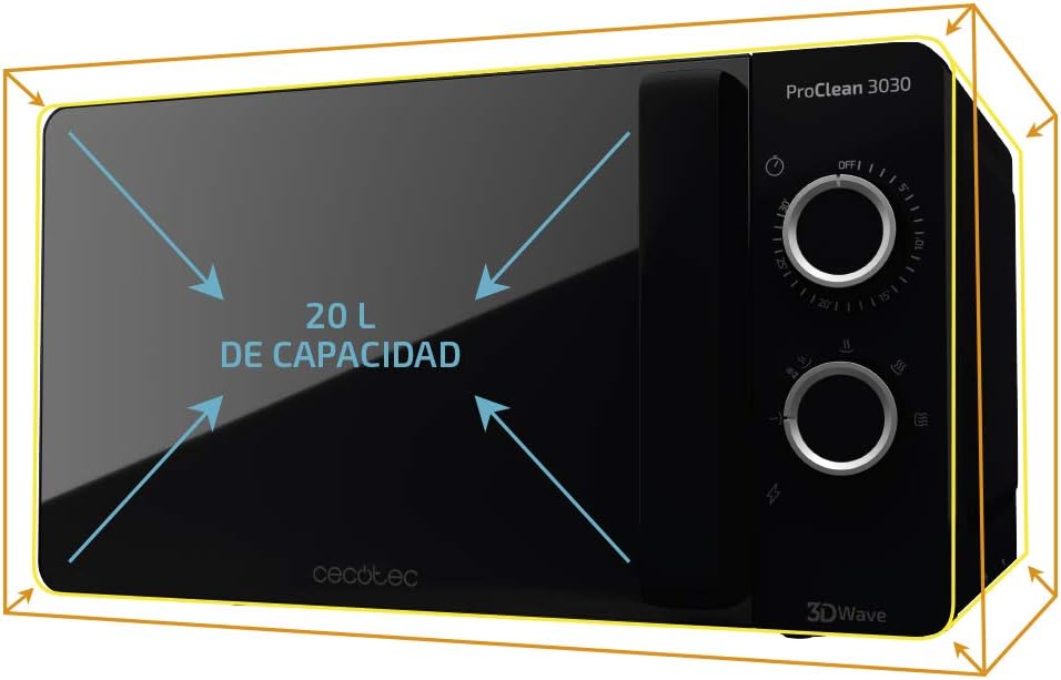 Cecotec Mikrowelle mit ProClean 8110 Grill. 28l Kapazität, Ready2Clean Beschichtung, 1000 W Leistung, 1000 W Grill, 5 Betriebsebenen, 8 Programme, 60 min Timer, LED-Anzeige
