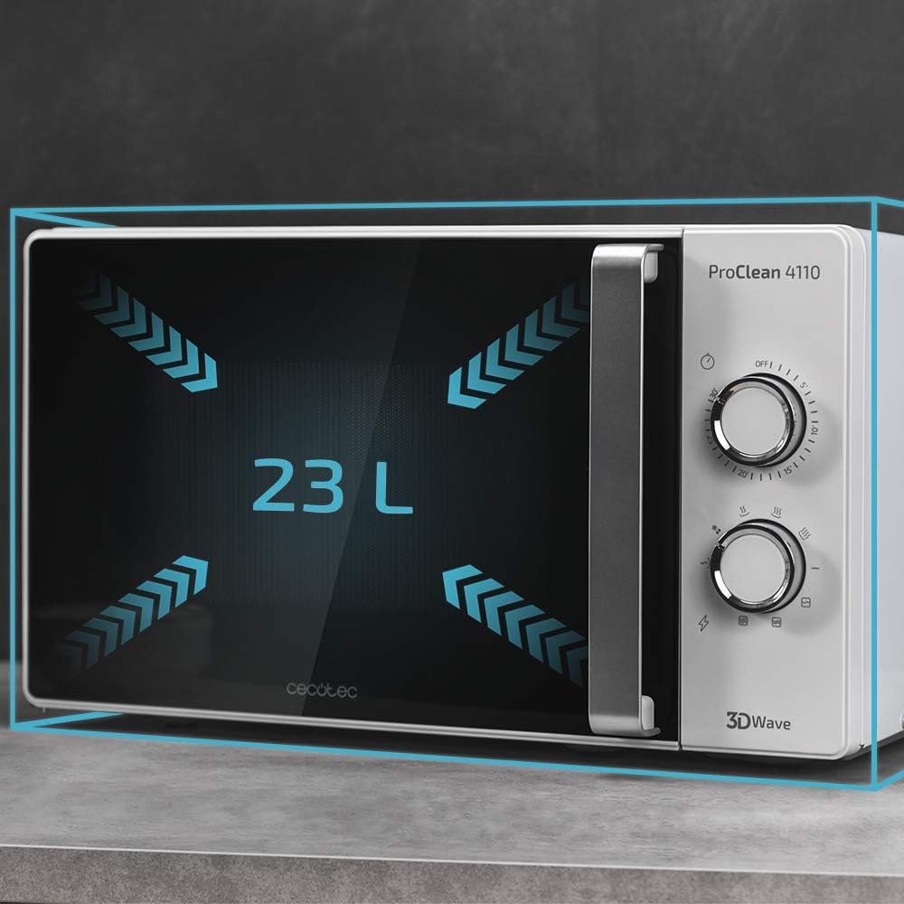 Cecotec Mikrowelle mit ProClean 8110 Grill. 28l Kapazität, Ready2Clean Beschichtung, 1000 W Leistung, 1000 W Grill, 5 Betriebsebenen, 8 Programme, 60 min Timer, LED-Anzeige