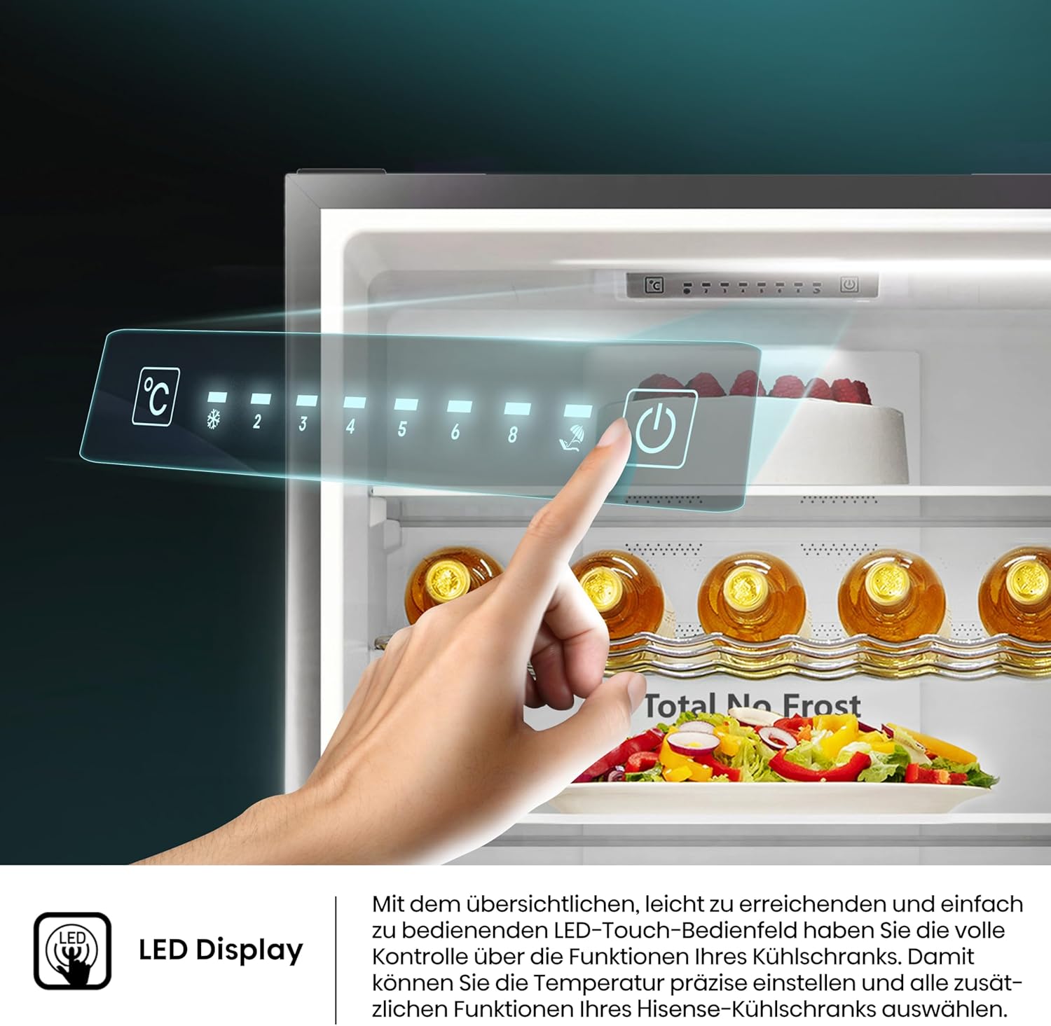 Hisense RB327N4ADD Fridge-Freezer Combination, EEK D, Total NoFrost, Interchangeable Door Hinge, Bottle Grid, 171 Litre Fridge Compartment, 85 Litre Freezer Compartment, Stainless Steel Look