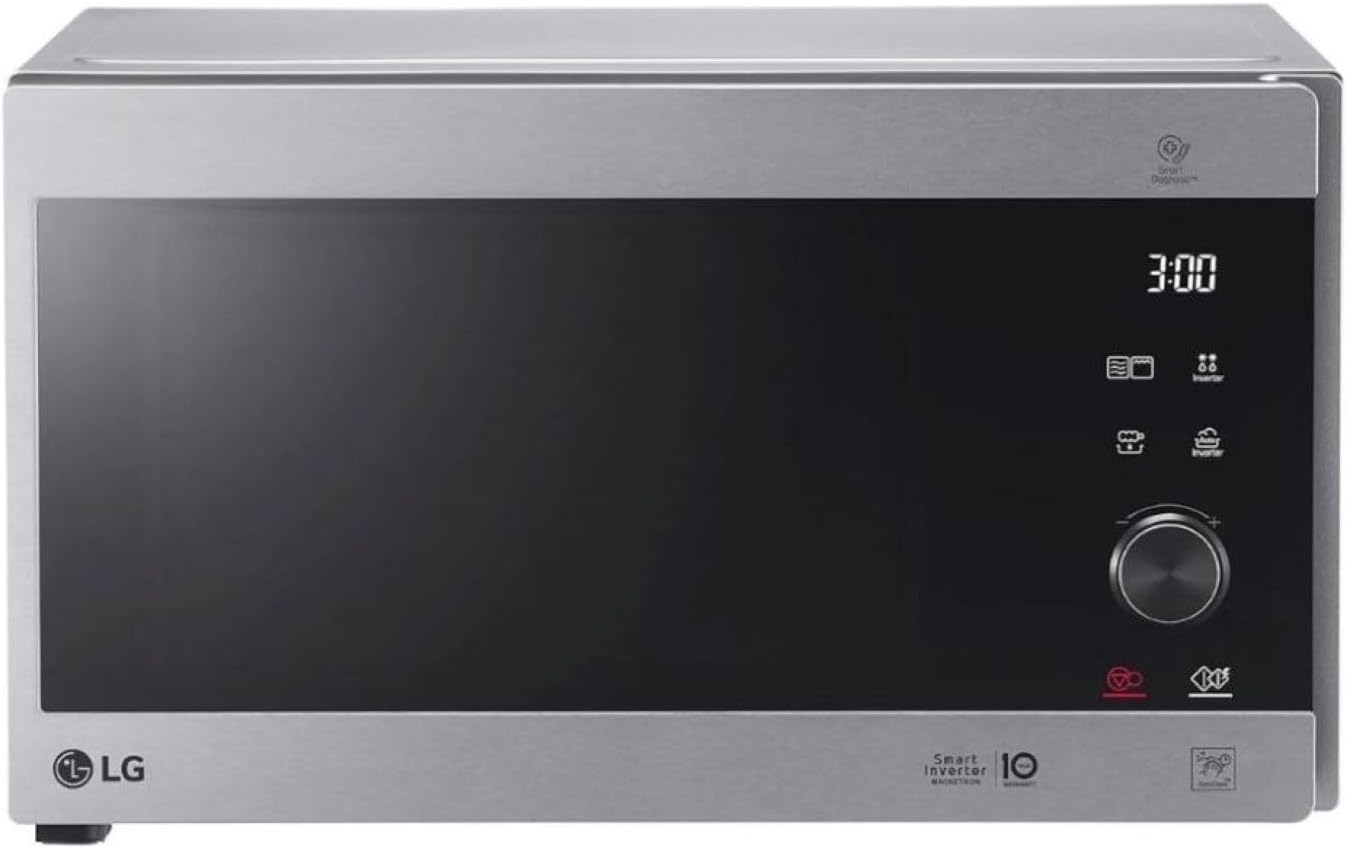 LG MS2595CIS Mikrowelle mit Smart Inverter Technologie, 25 Liter Kapazität, 1000 W, Automatikprogramme, einstellbare Leistungsstufen und EasyClean-Funktion, Silber