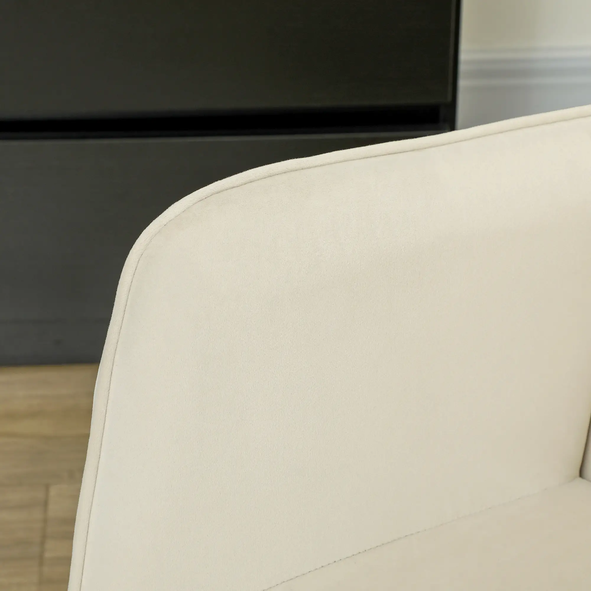 HOMCOM Schaukelstuhl Samtoptik Holzkufen Elegantes Design Beige