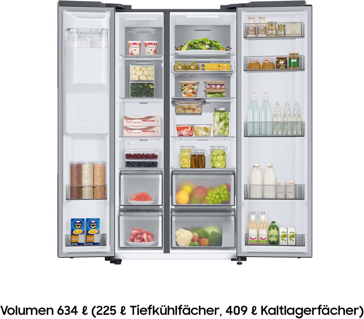 RS6GA8521B1/EG Side-by-Side Kühlschrank, 178 cm, 634 , 225  Gefriervolumen, Space Max Technologie, Premium Black Steel