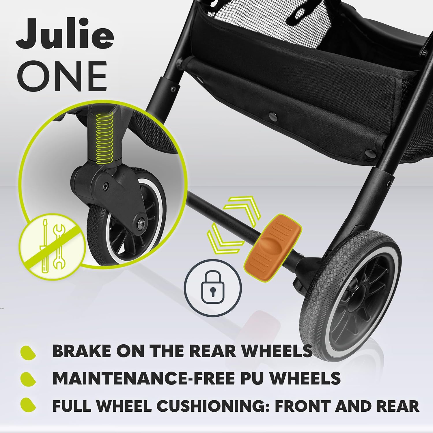 LIONELO Julie One Buggy Kinderwagen bis 22 kg, verstellbare Rückenlehne und Fußstütze, Moskitonetz, Beinwärmer, Getränkehalter und Transporttasche, zusammenklappbar