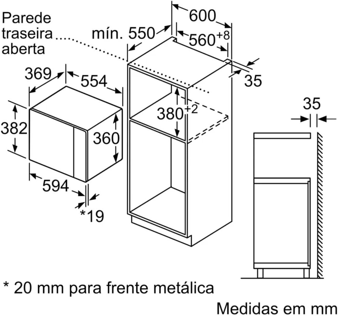 Bosch BEL554MB0 Serie 6 Einbau-Mikrowelle, 38 x 59 cm, 900 W, Drehteller 31,5cm, Türanschlag Links, AutoPilot 8 8 Automatikprogramme, Reinigungsunterstützung, LED-Touchdisplay