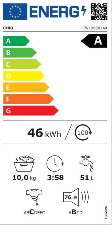 CHiQ Waschmaschine 7kg, 15 Programme, InverterMotor, Eco-Logic, Speed Wash, 60x46,5x84cm, Auto Clean, Washer Grau, CW07123863AX