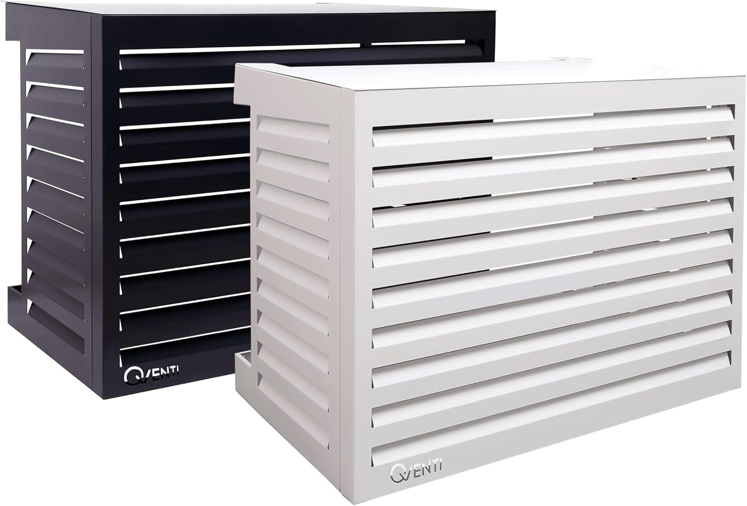 Qventi Abdeckung für Klimaanlage - Anthrazit/Grau - Aluminium - Schutzgitter - Verkleidung - Einfache Montage - Größe S - Außenmaße (LxBxH): 100 x 50 x 75 cm