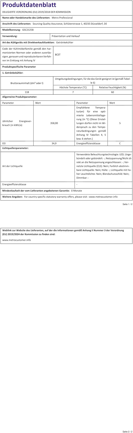 METRO Professional Mini-Kühlschrank GPC1088, 88 L, 1.052 kWh/24h, 3 Edelstahl-Drahtböden, schwarz