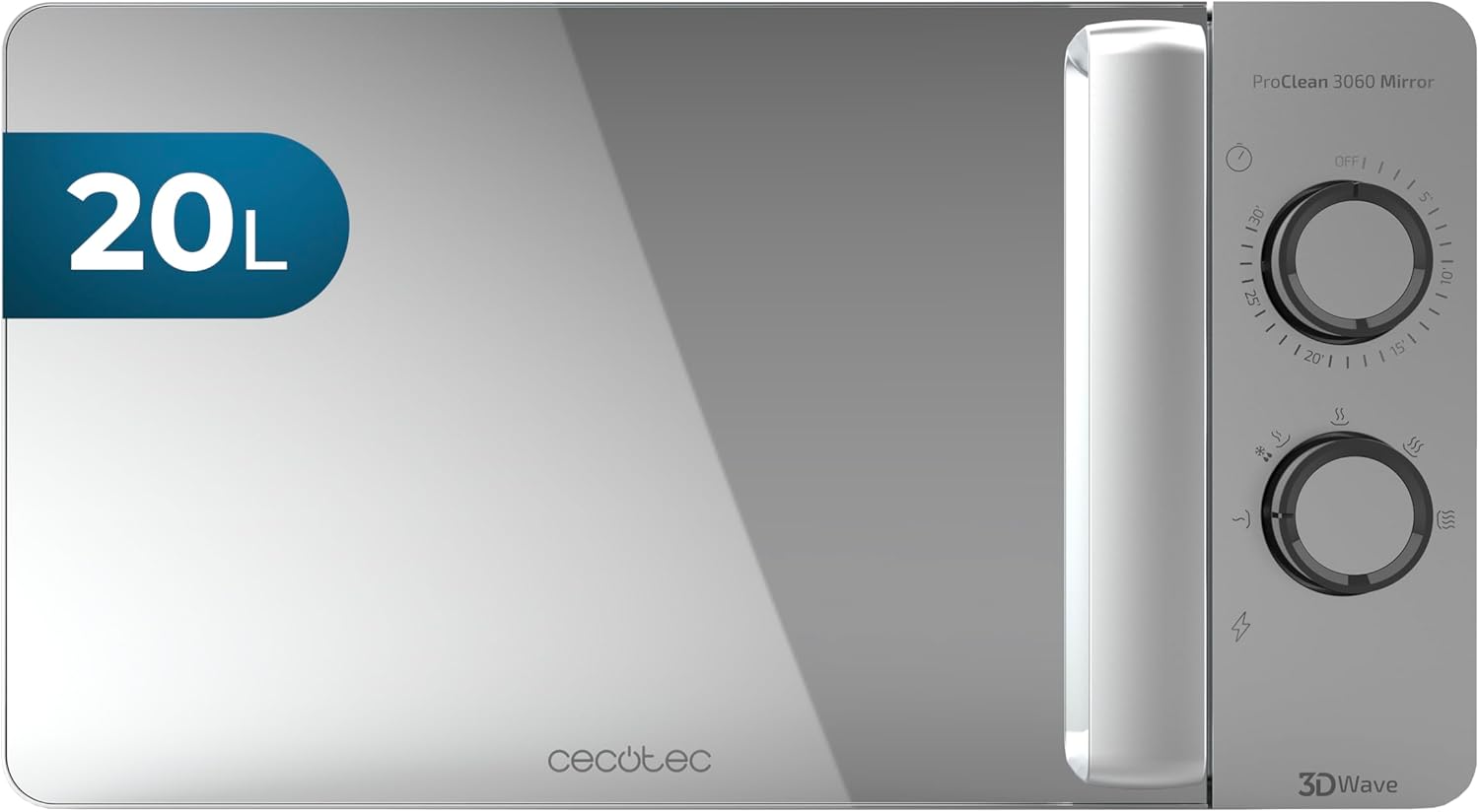 Cecotec Mikrowelle mit ProClean 8110 Grill. 28l Kapazität, Ready2Clean Beschichtung, 1000 W Leistung, 1000 W Grill, 5 Betriebsebenen, 8 Programme, 60 min Timer, LED-Anzeige
