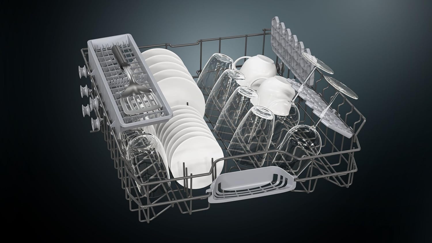 Siemens SN43ES14VE, iQ300 Smarter Geschirrspüler, Unterbau-Spülmaschine mit Besteckschublade, 60 cm, automatische Türöffnung dank autoOpen dry, besonders leise mit iQdrive-Motor, aquaStop, Edelstahl