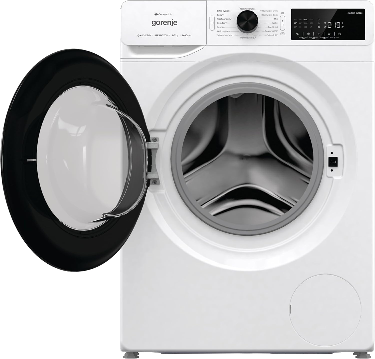Gorenje WPAM74SA1T Waschmaschine mit Dampffunktion/Slim/ConnectLife / 7Kg / 1400 U/min/15 Programme/Totaler AquaStop/Wave Active Trommel/ExtraHygiene/PowerWash/Schnell Waschgang/EEK: A-10%