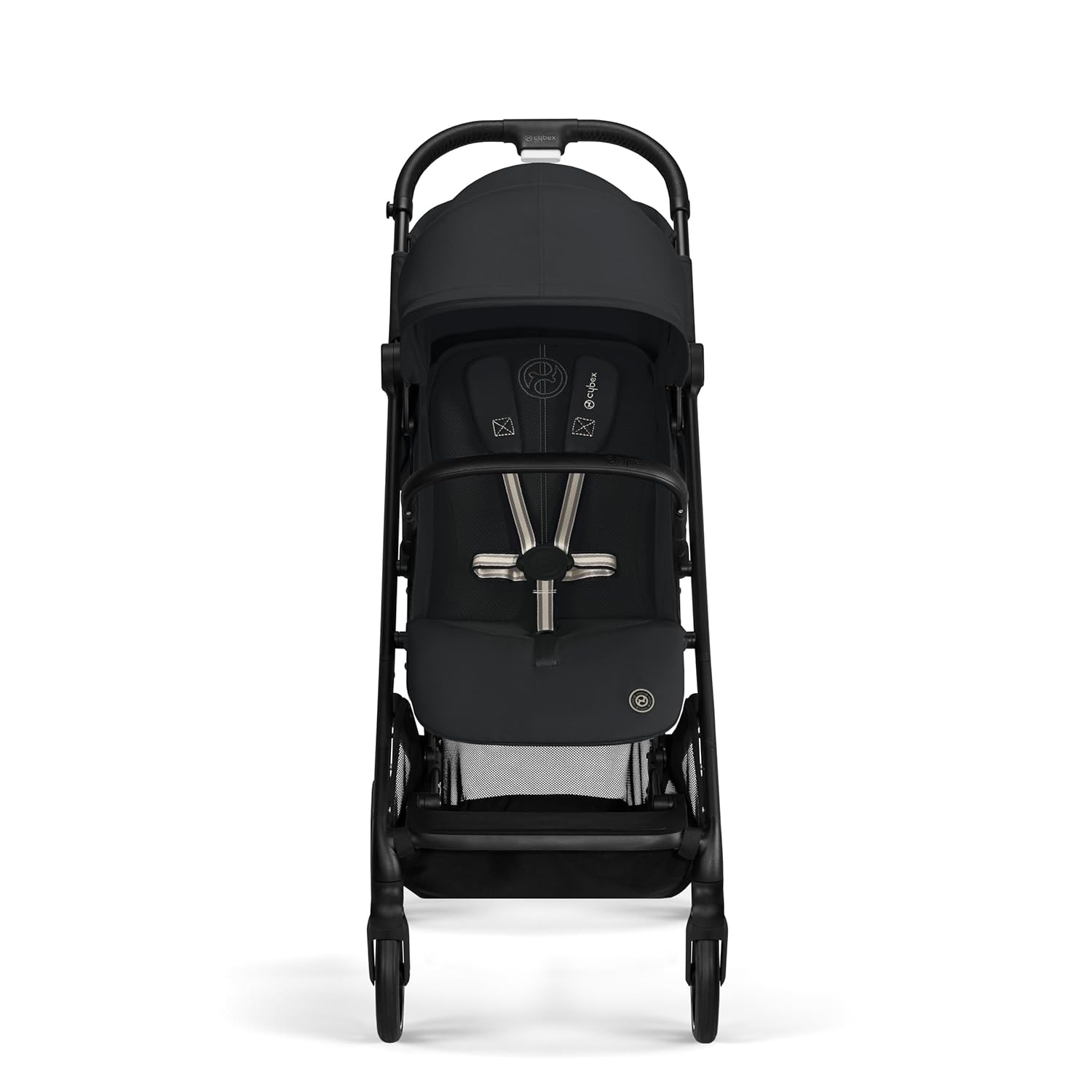 Cybex Gold Kinderwagen Beezy mit One-Pull Harness, Ab Geburt bis ca. 4 Jahre (max. 22 kg), Kompakt und ergonomisch, Magic Black (Schwarz mit schwarzem Rahmen)