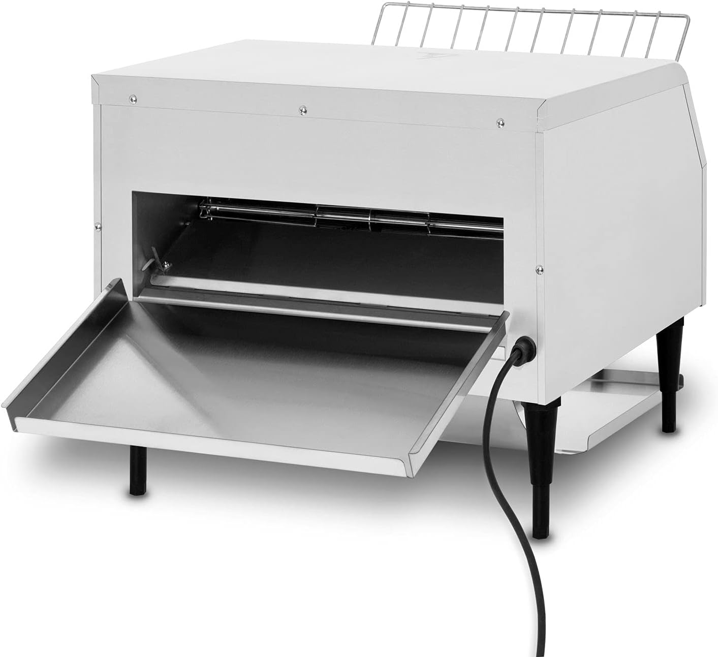 vertes Durchlauftoaster Toaster mit Laufband aus Edelstahl (1940W, 230V, Gastro Profi für Toast und Burger Buns, Zugabefach, 2 Ausgabefächer, 7 Geschwindigkeitsstufen, Krümelschublade, 2 Modi)