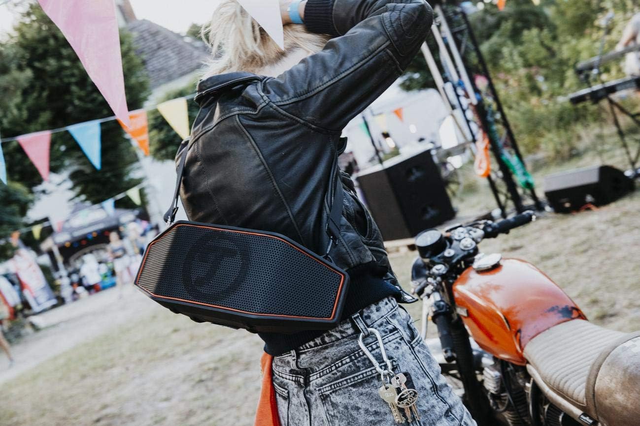 Teufel ROCKSTER Cross Tragbarer Bluetooth-Stereo-Speaker Lautsprecher Wireless Musik Akku bis zu 16 Stunden Strahlwassergeschützt nach IPX5 Schwarz