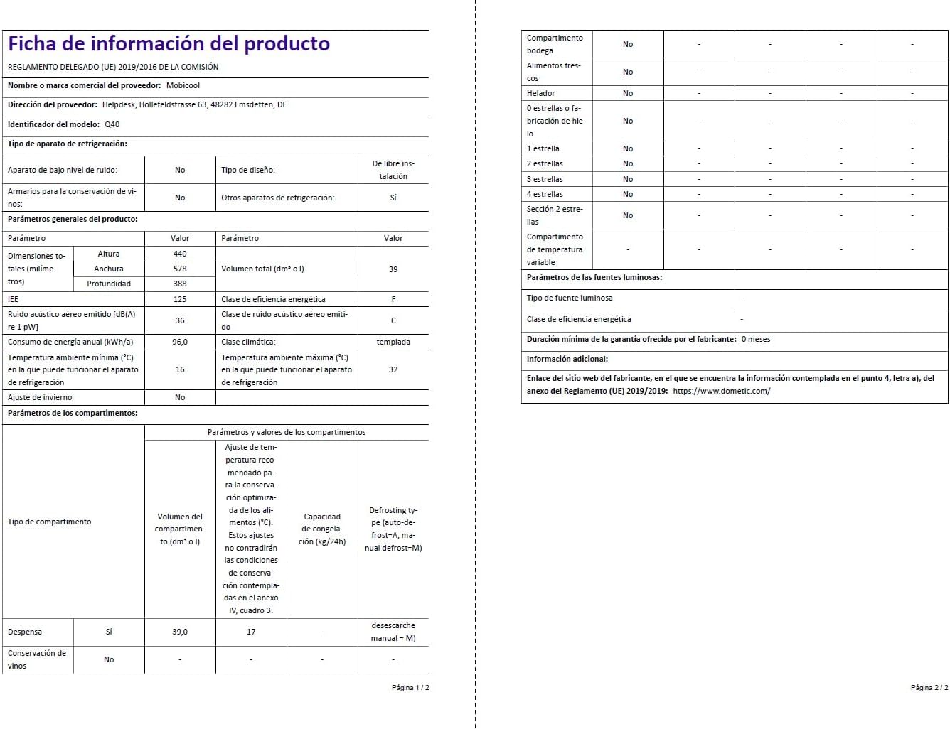 Mobicool Q40 AC/DC Portable Electric Aluminium Cooler, 39l, 12/230V, for Car, Truck, Boat, Camper Van, RV