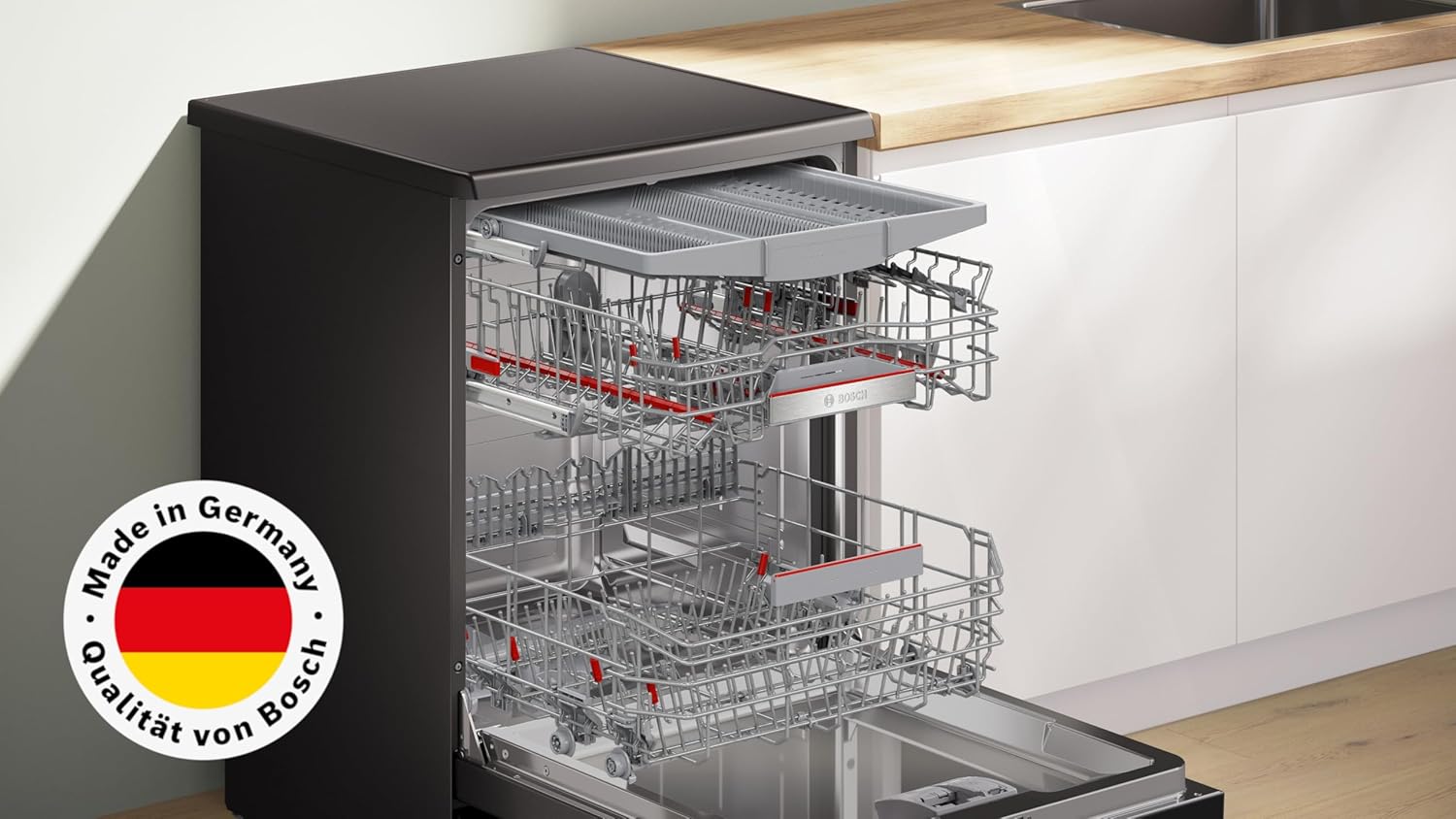 Bosch SMV4ETX08E, Serie 4, Smarter Geschirrspüler Vollintegriert 60 cm, Besteckkorb, Spülmaschine mit Programmassistent, besonders Leise, Rackmatic, Automatische Türöffnung, InfoLight, AquaStop