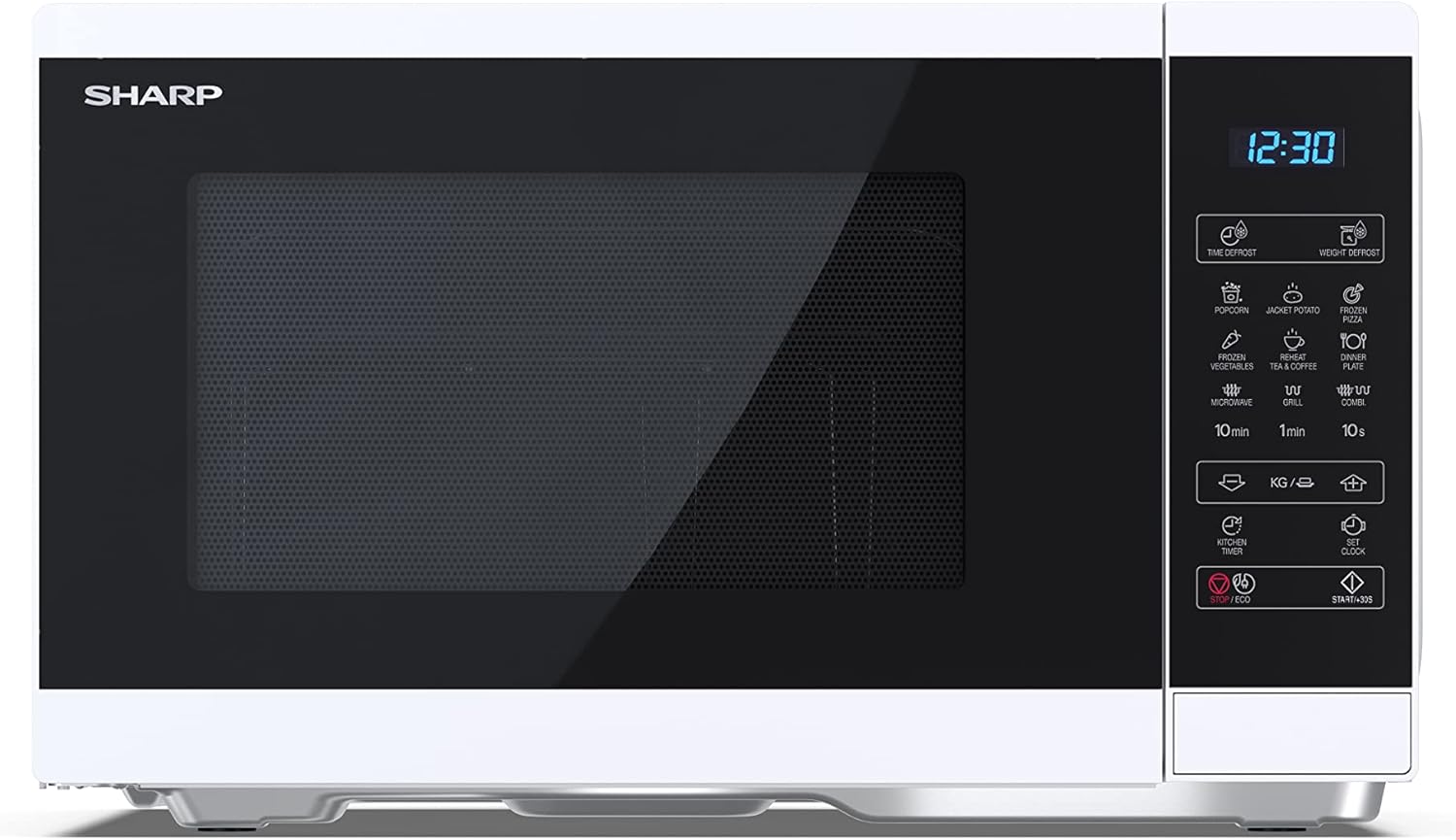 SHARP MG81ES Mikrowelle mit Grill (Mikrowelle: 900W, Grill: 1100W, 11 Leistungsstufen, Auftaufunktion, Abmessungen: 512x300x396cm, Emaille-Keramik-Garraum mit antibakteriellen Eigenschaften), silber