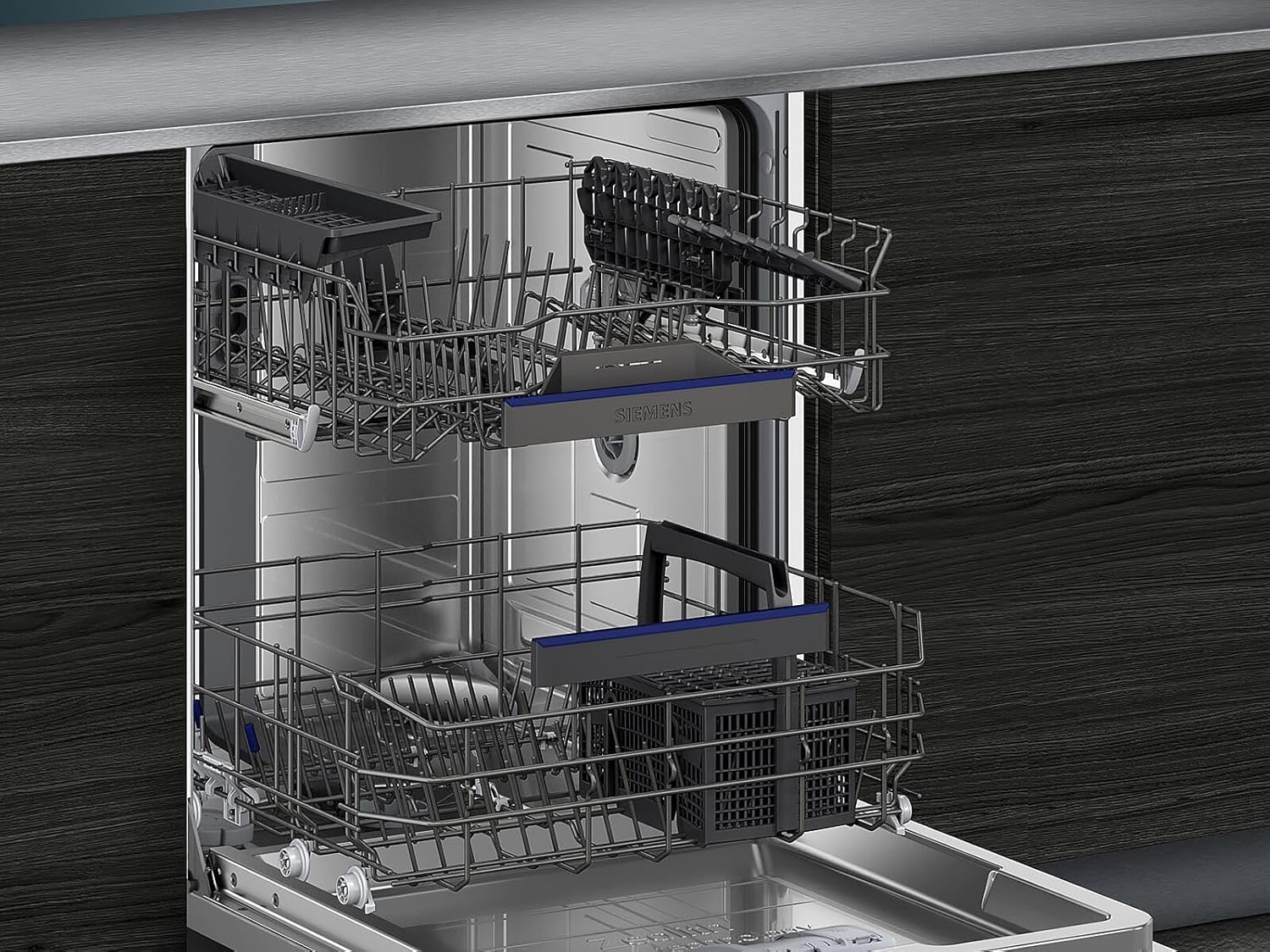 Siemens SN63EX14VE, iQ300 Smarter Geschirrspüler, Vollintegrierte Spülmaschine mit Besteckschublade, 60 cm, Auto Türöffnung dank autoOpen dry, Besonders leise durch iQdrive-Motor, infoLight aquaStop