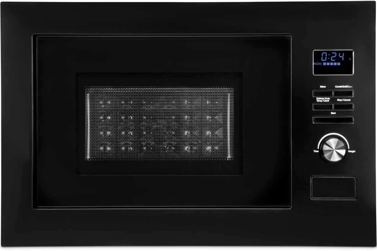 Bomann® 3in1 Einbau Mikrowelle mit Grill und Heißluft | Microwave mit 25L Garraum | 8 Automatikprogramme | Auftaufunktion | inkl. Grillrost und Drehteller (Ø 27 cm) | 900W | MWG 3001 H EB schwarz-matt