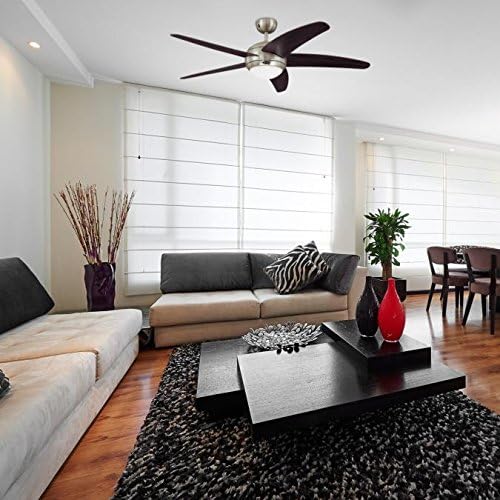 132 cm Deckenventilator Bendan 72220 mit Einzelleuchte und fünf Flügeln, Ausführung in seidenmattem Chrom mit Opalmilchglas