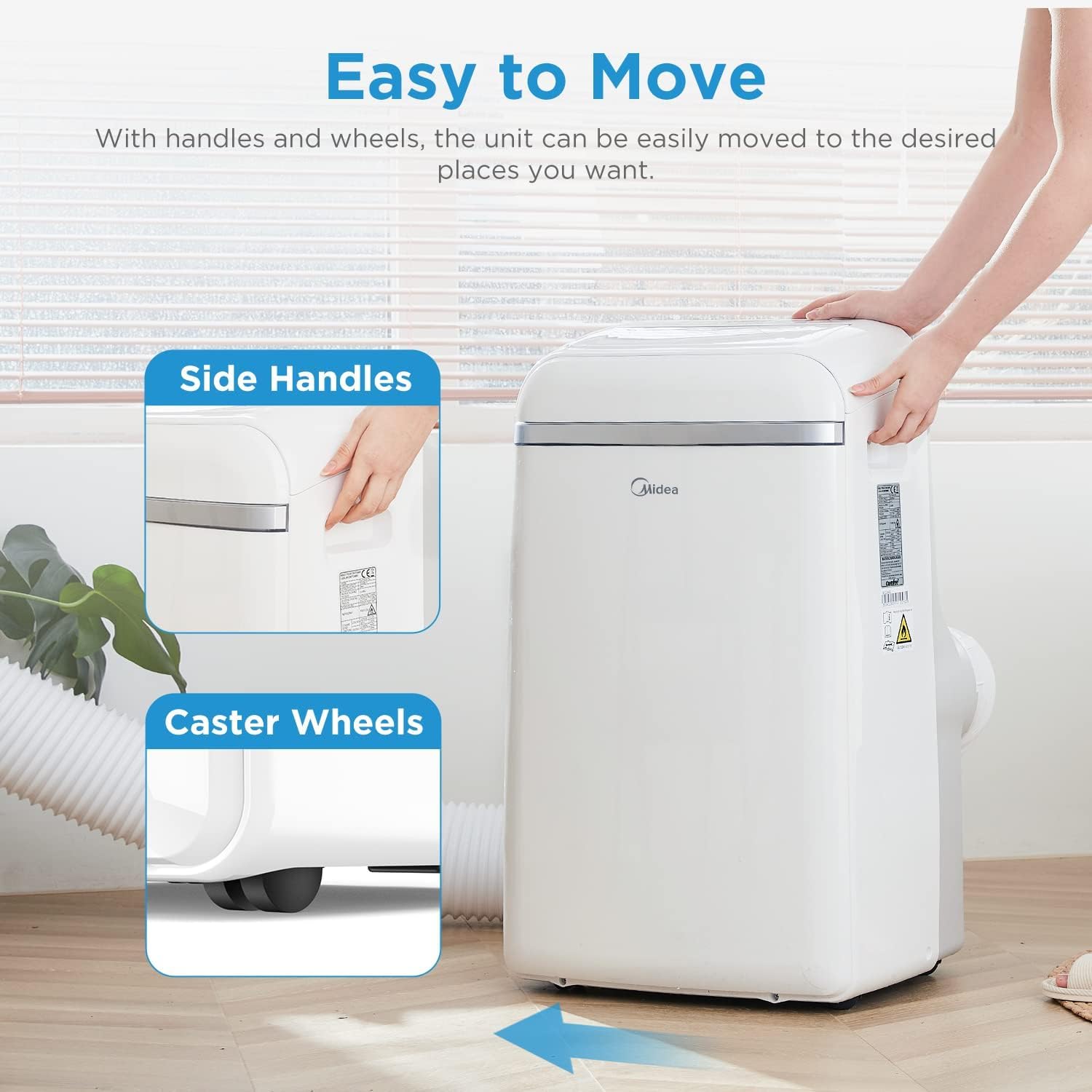 Midea Mobiles Klimagerät MPD-12CRN7, 12000 BTU 3,5kW, Kühlen&Ventilieren&Entfeuchten, Raumgröße bis 117m³(43㎡), Mobile Klimaanlage mit Abluftschlauch