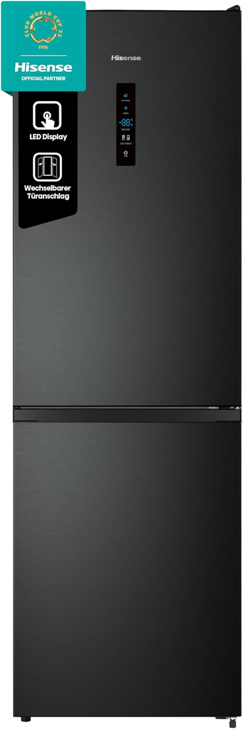 Hisense RB327N4AD2 Kühl-Gefrierkombination/ NoFrostPlus/ Multiflow 360°/ HolidayMode/ FreshZone/ 182,4 cm/ Kühlteil 171 l/ Gefrierteil 85 l/ 41 dB/ 287 kWh/ Jahr/ Edelstahl-Look