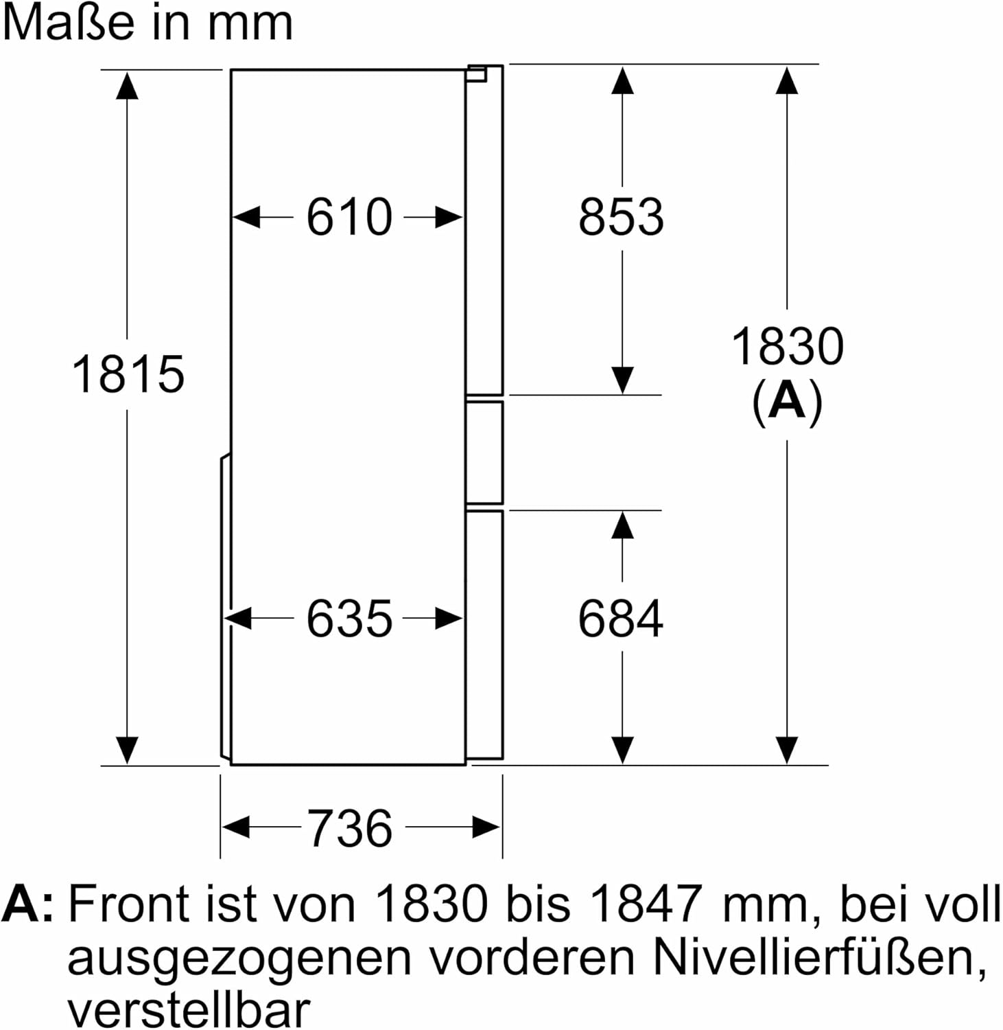 SIEMENS KF96NVPEA iQ300 Multi-Door-Kühlschrank, 183 x 91 cm, 405 L Kühlen & 200 L Gefrieren, hyperFresh längere Frische, noFrost nie wieder abtauen, superCooling schnellere Kühlung