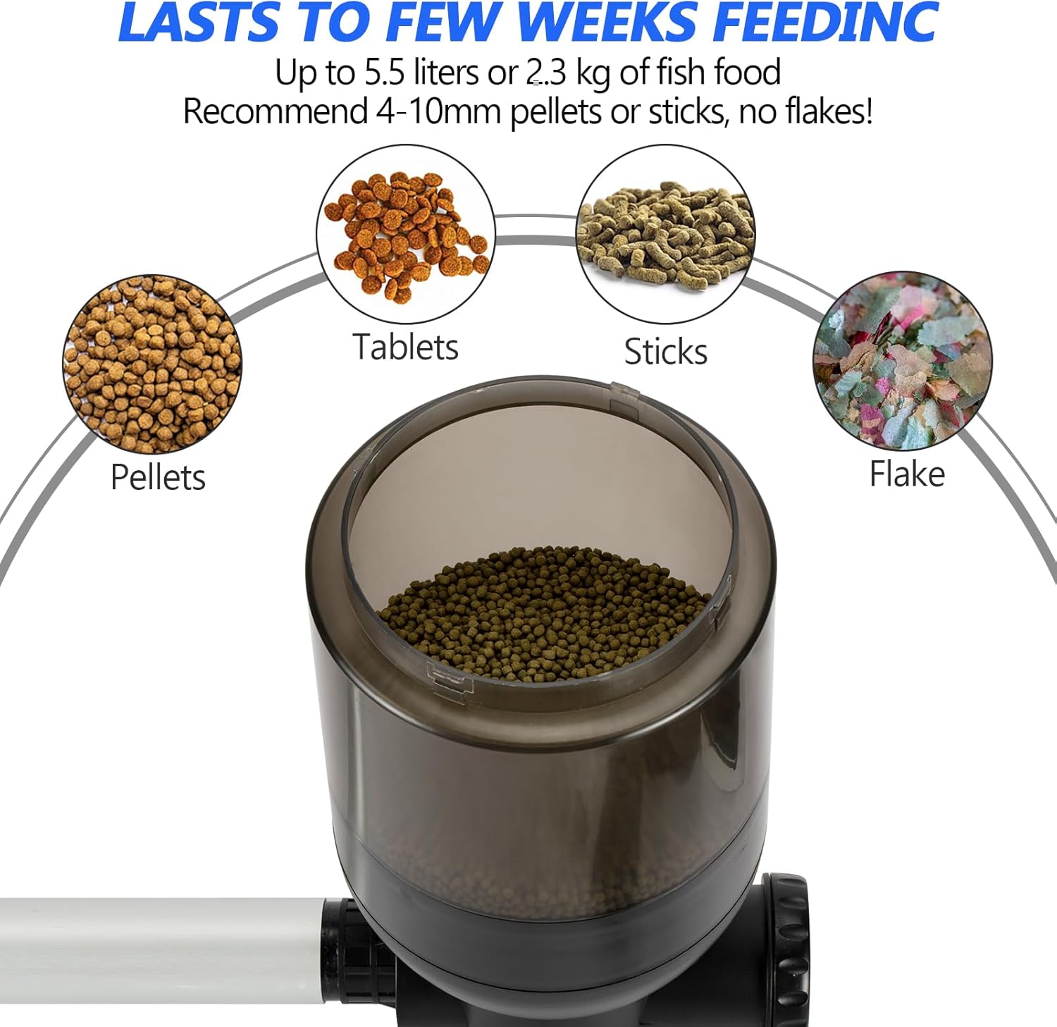 hygger Futterautomat Teich, Large Programmierbarer Fischfutterautomat Outdoor mit LCD Display Controller, Automatischer Fischfutterspender 5.5 Liters Fish Feeder Pond Koi for Weekend Holiday