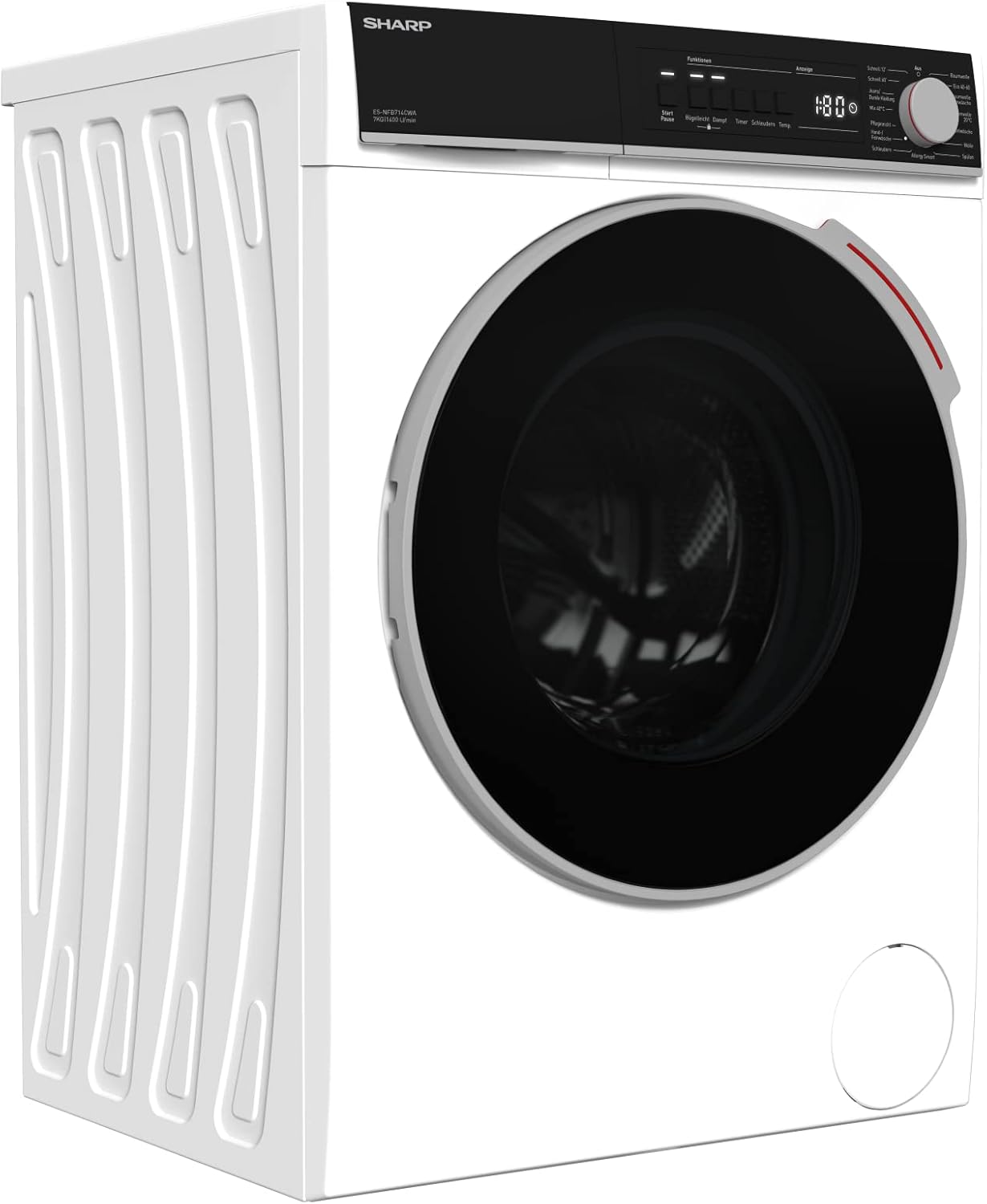 SHARP ES-NFB714CWA-DE Waschmaschine Frontlader/A / 7 kg / 1400 U/min/Advanced Inverter Motor/Dampf-Funktion / 15 Programme inkl. 12 min Kurzprogramm/AquaStop/Weiß