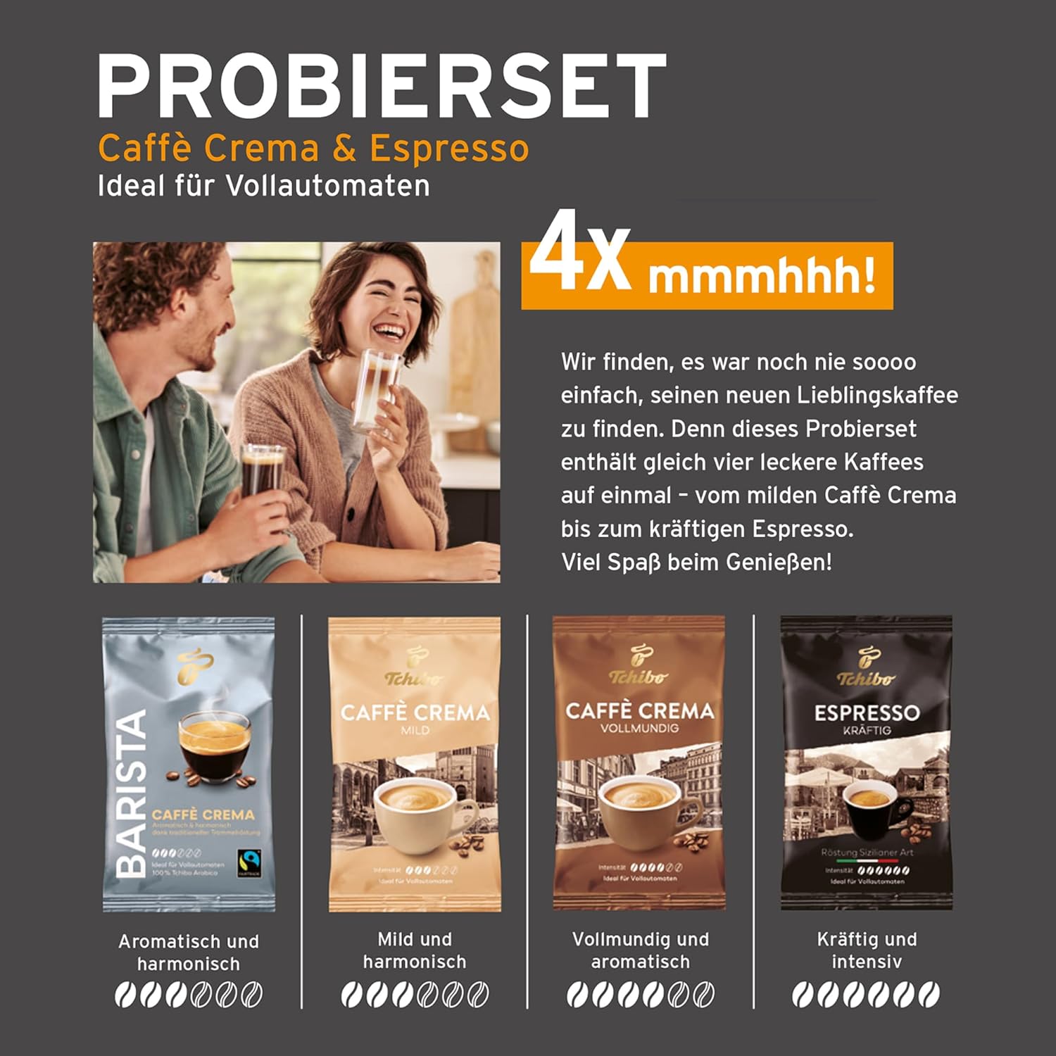 Tchibo Kaffeevollautomat Esperto Latte mit Milchaufschäumfunktion für Caffè Crema, Espresso und Milchspezialitäten, Anthrazit