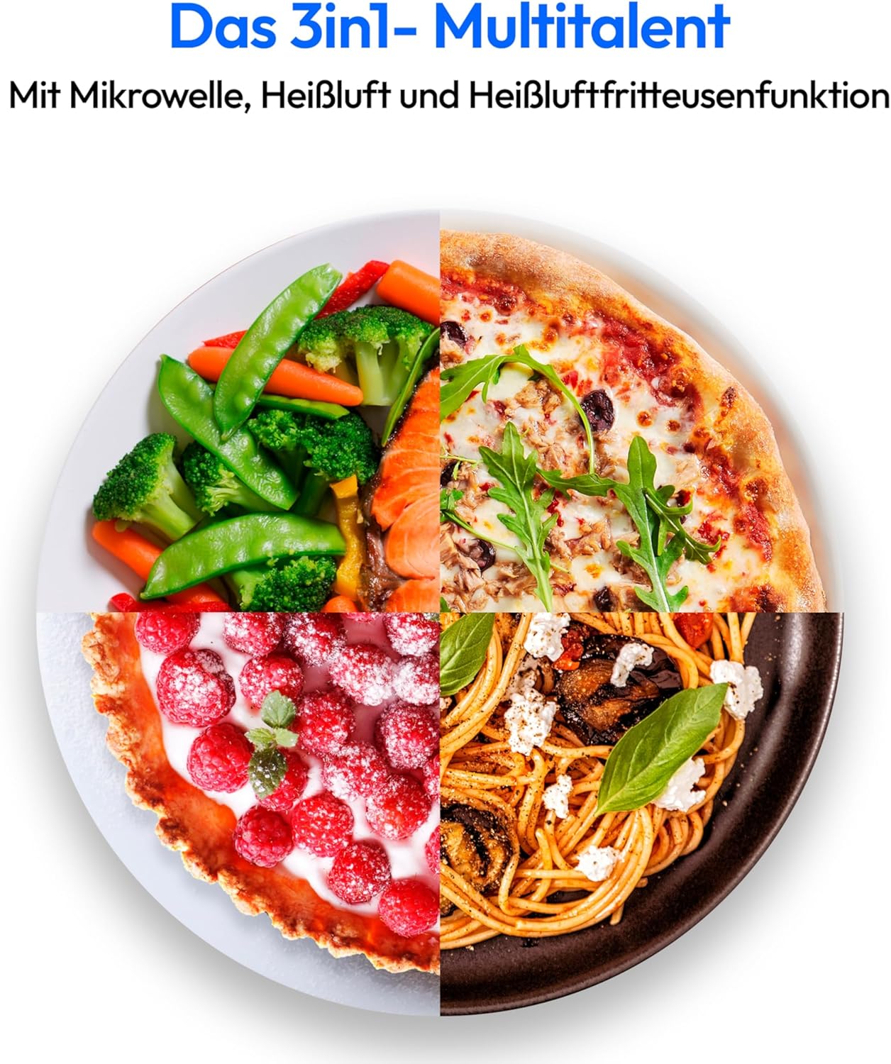 MEDION Mikrowelle mit Heißluftfritteusenfunktion (25 Liter, 1.500 Watt Heißluft, 900 Watt Mikrowelle, 9 Automatikprogramme, Popcorn-Taste, Auftaufunktion, LED Display, MD11499)