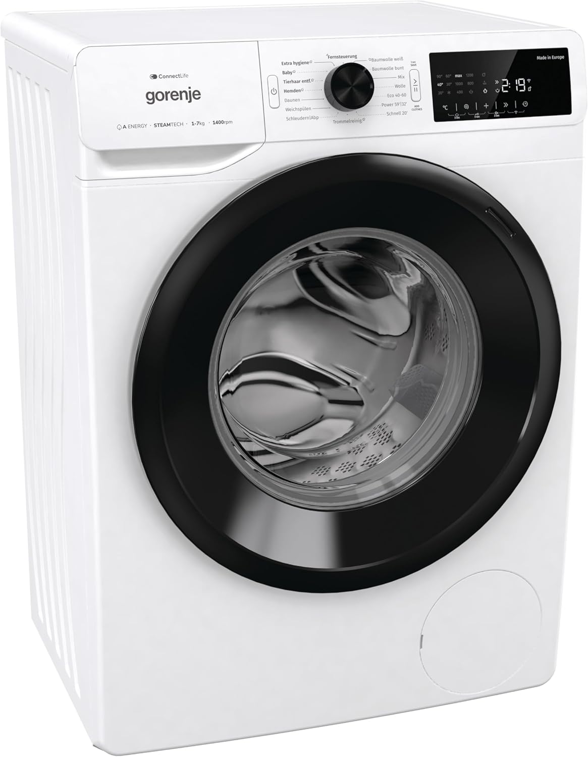 Gorenje WPAM74SA1T Waschmaschine mit Dampffunktion/Slim/ConnectLife / 7Kg / 1400 U/min/15 Programme/Totaler AquaStop/Wave Active Trommel/ExtraHygiene/PowerWash/Schnell Waschgang/EEK: A-10%