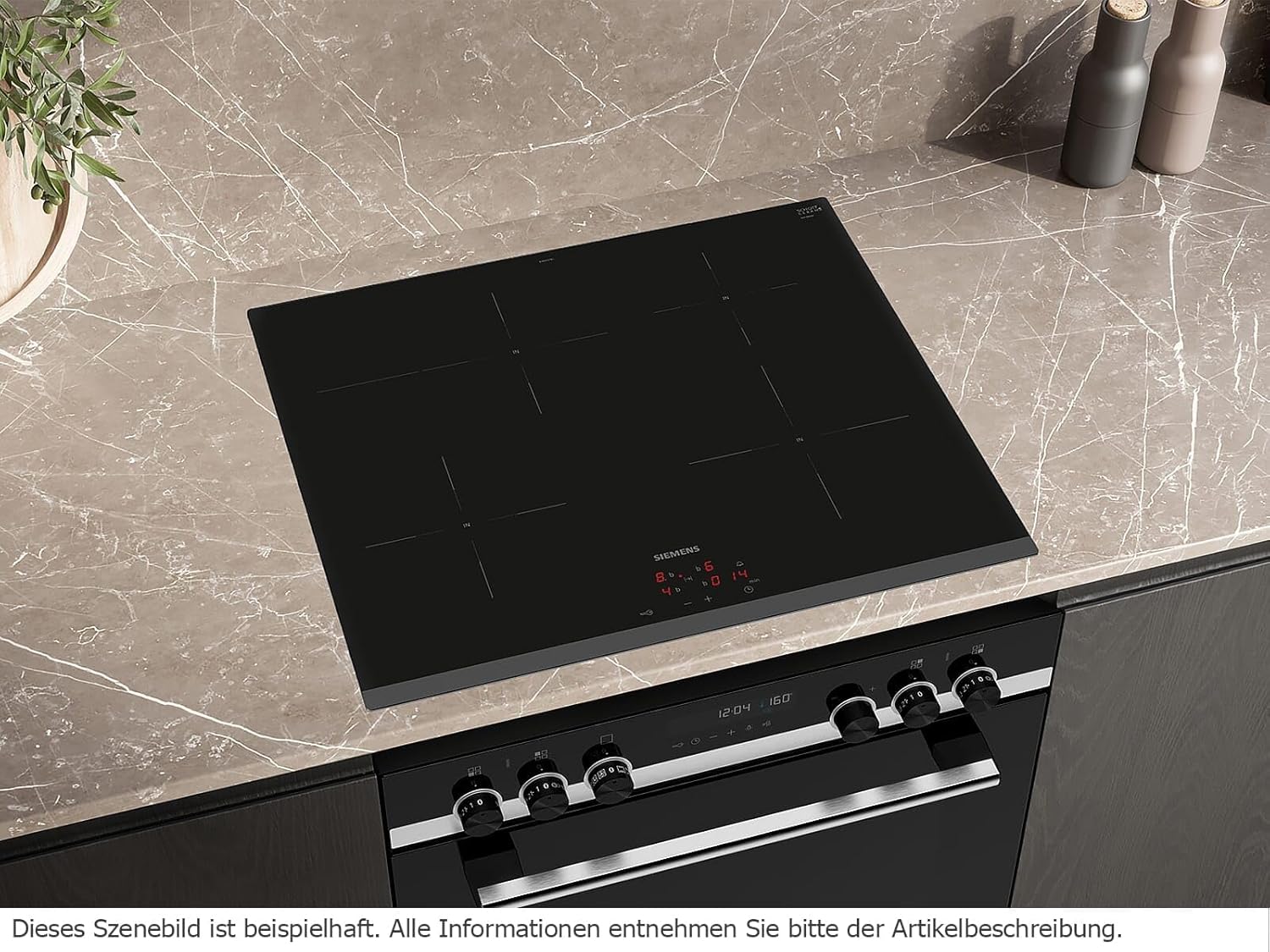 Siemens EQ522IA01, Einbauherd-Set, Bestehend aus HE517GBS4 Herd, 60 x 60 cm, 3D Heißluft, Selbstreinigung, Clip Auszug & EI645CFB6E Induktionskochfeld, Bräterzone, powerBoost, Edelstahl Rahmen