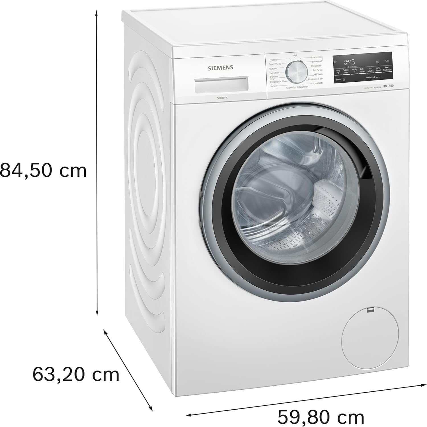 Siemens WU14UT42, iQ500 Waschmaschine, 9kg, 1400 UpM, Unterbaufähig, Extra stromsparend und leise, varioSpeed für kürzere Programme, LED-Display, Outdoor-Programm, Nachlegefunktion, aquaStop