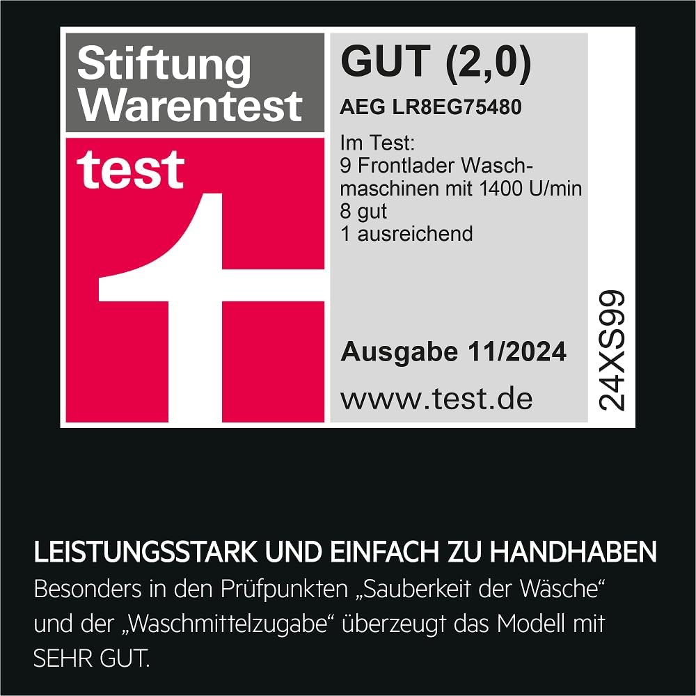 AEG L6FBG51470 Waschmaschine / Serie 6000 mit ProSense / Testsieger der Stiftung Warentest / 7,0 kg / Leise / Mengenautomatik / Nachlegefunktion / Kindersicherung / Wasserstopp / 1400 U/min