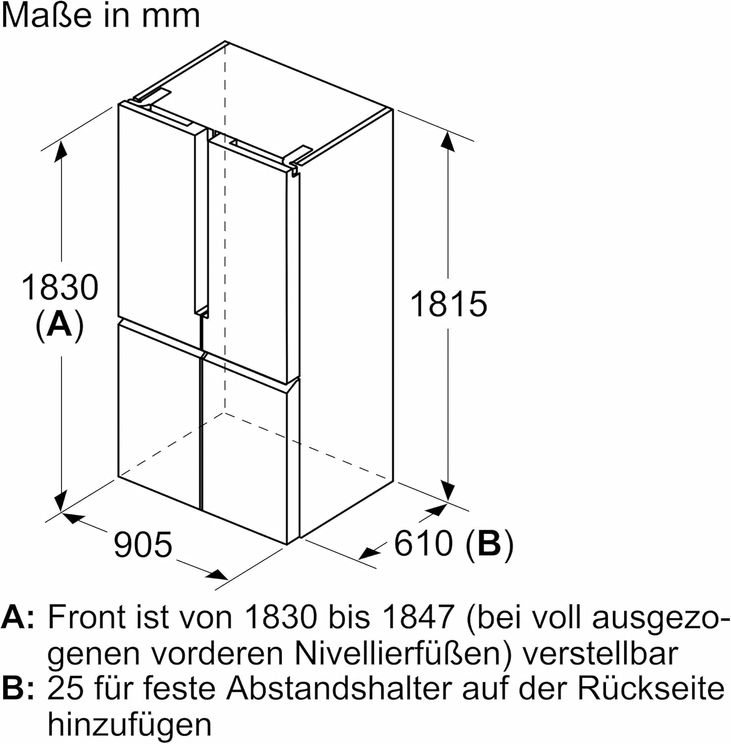 SIEMENS KF96NVPEA iQ300 Multi-Door-Kühlschrank, 183 x 91 cm, 405 L Kühlen & 200 L Gefrieren, hyperFresh längere Frische, noFrost nie wieder abtauen, superCooling schnellere Kühlung