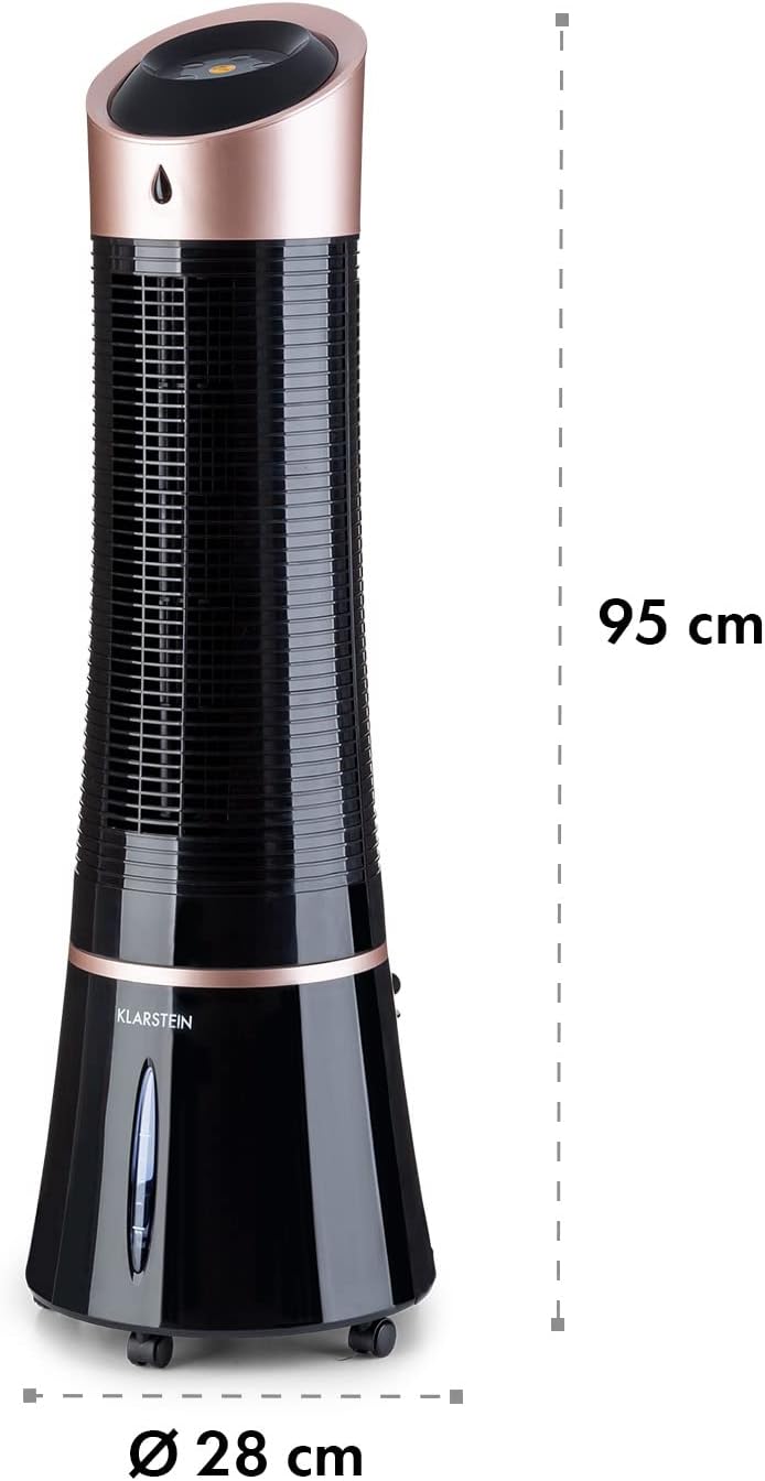 Klarstein 4-in-1: Smart Luftkühler, Ventilator, Luftbefeuchter & Ionisation I 6 L Wassertank, Oszillation, 30 W, 210 m³/h, Timer I Klimagerät ohne Abluftschlauch, Mobiles Klimagerät, Schwarz-Rosegold