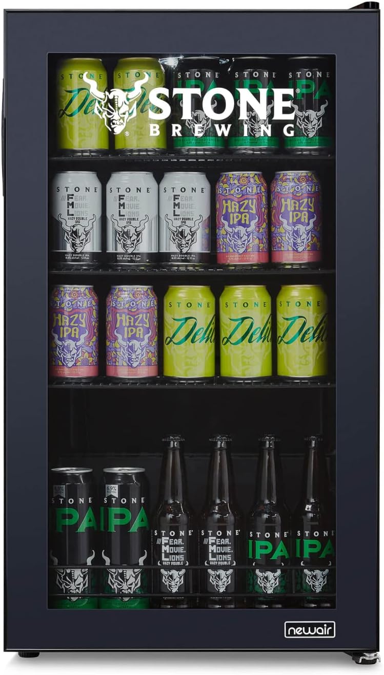 Getränkekühlschrank | Freistehender Kühlschrank für 126 Dosen mit Glastür mit Scharnier rechts | Mini-Getränkekühlschrank, perfekt für Bier, Wein, Limonade und kühlere Getränke