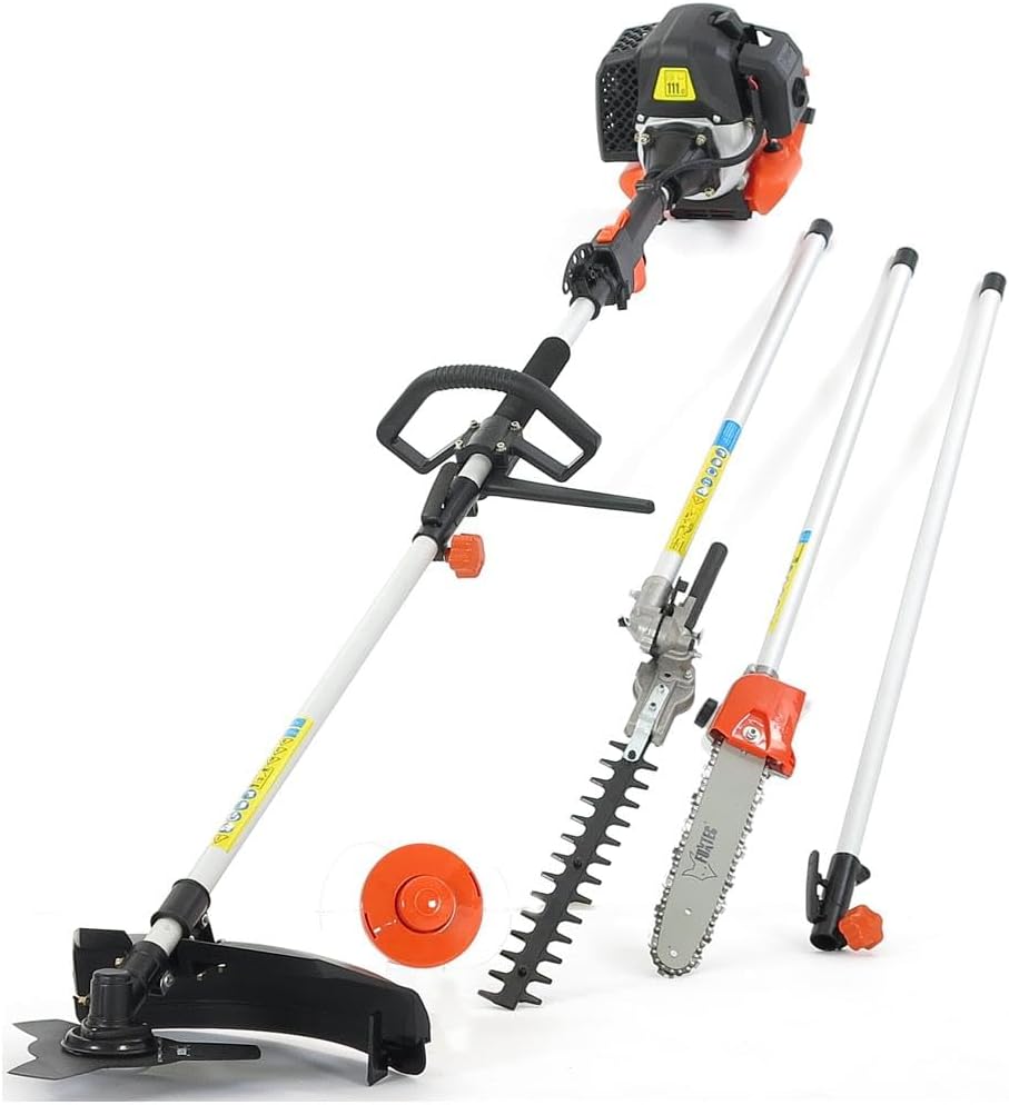 FUXTEC Benzin Motorsense FX-MT152E 5in1 Multitool, 52 cc, Profi-Tragegurt und inkl. 1m Verlängerung 3 PS Kombigerät Heckenschere Hochentaster Kombisystem Freischneider fs 2-Takt Test Oberklasse 1,4