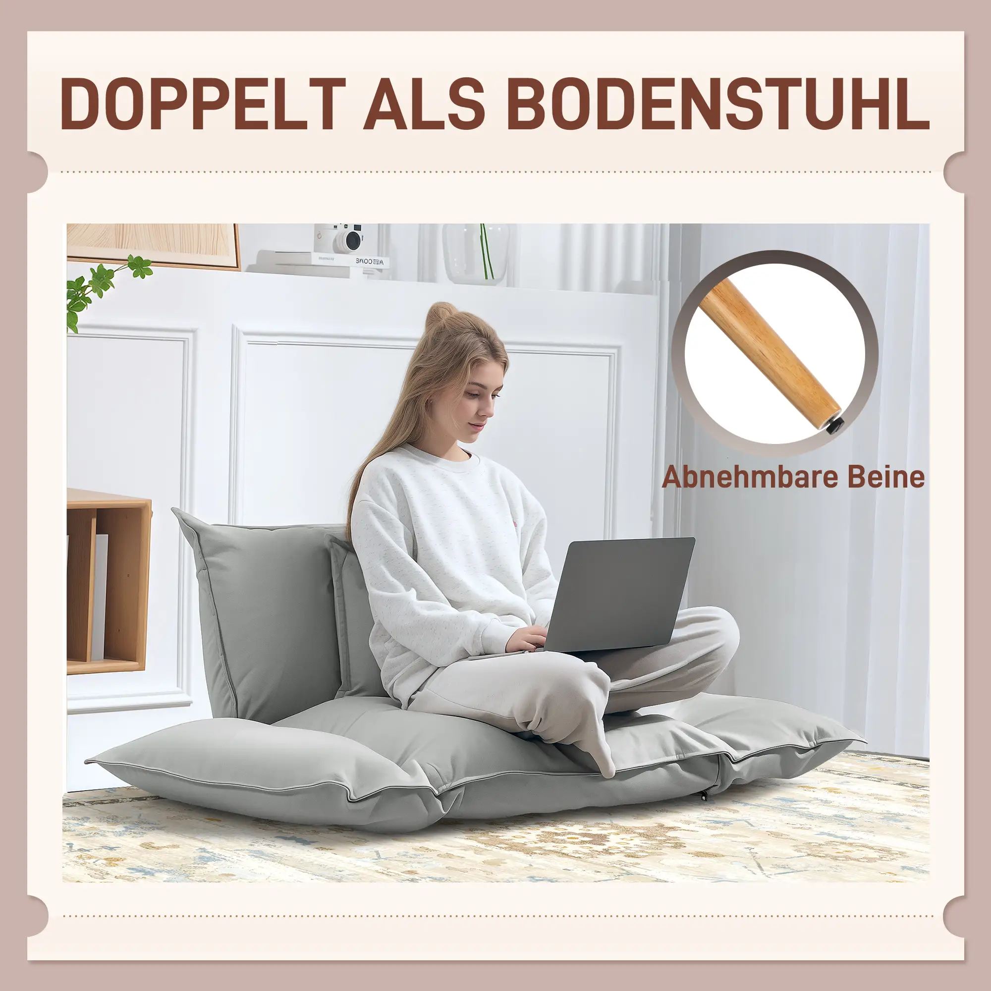 HOMCOM Schlafsessel mit 5-fach verstellbarer Rückenlehne 2in1 Bodensofa