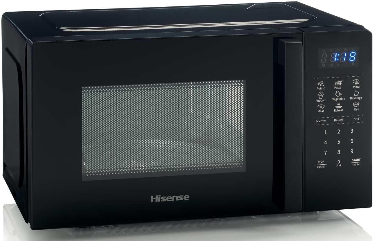 Hisense Elektronische Mikrowelle, Fassungsvermögen 23 l, Leistung 800 W, Grillleistung 1000 W, LED-Display mit Touch-Steuerung, Schwarz