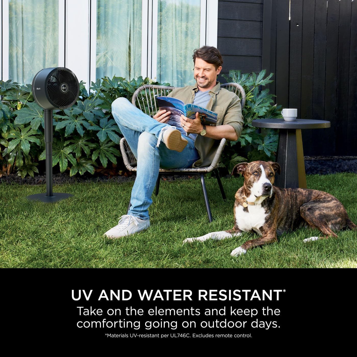 Shark FlexBreeze 2-in-1-Ventilator mit hoher Geschwindigkeit, Hybrid-Ventilator mit Kabel und kabellos, für den Innen- und Außenbereich, mit Fernbedienung, Neigung, verstellbar, UV-beständig und