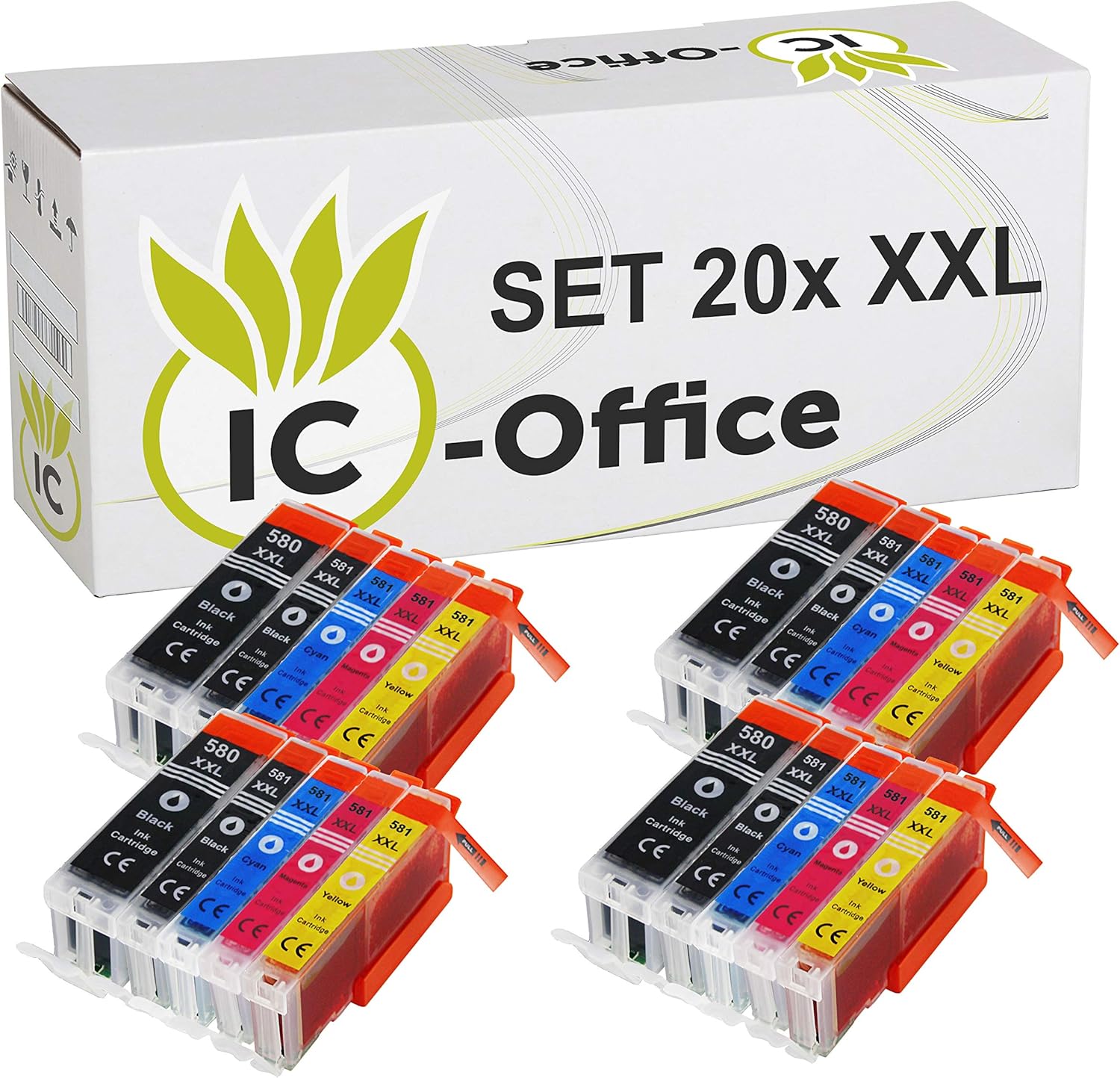 IC-Office TR7650 Farbtintenstrahl Multifunktionsdrucker 4-in-1 (Drucken, Kopieren, Scannen, Faxen, ADF, WLAN, AirPrint) schwarz + 10 XXL Tintenpatronen