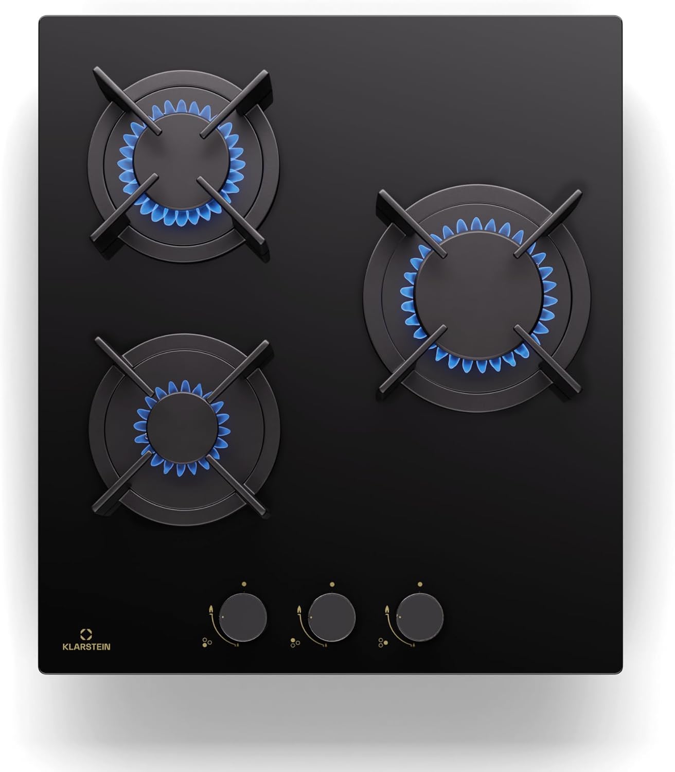 Klarstein Gasherd, Gaskochfeld 4 Flammig, Einbau-Gaskocher für Zuhause & Wohnmobil, Campingkocher mit Glasplatte, Gasherd für Propan- und Erdgas, Edelstahl Gas-Herdplatte Wok Brenner 8000 Watt