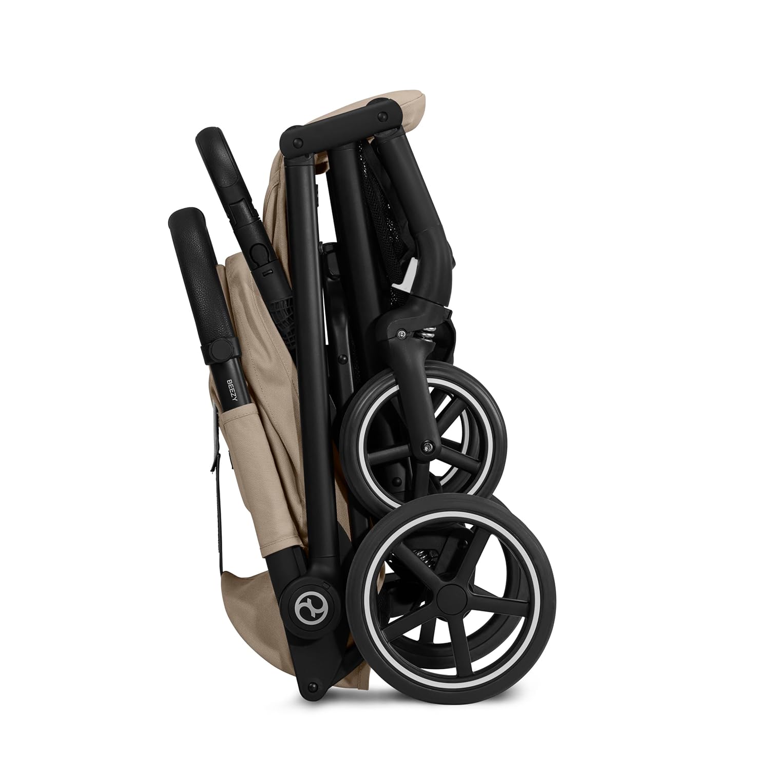 Cybex Gold Kinderwagen Beezy mit One-Pull Harness, Ab Geburt bis ca. 4 Jahre (max. 22 kg), Kompakt und ergonomisch, Magic Black (Schwarz mit schwarzem Rahmen)