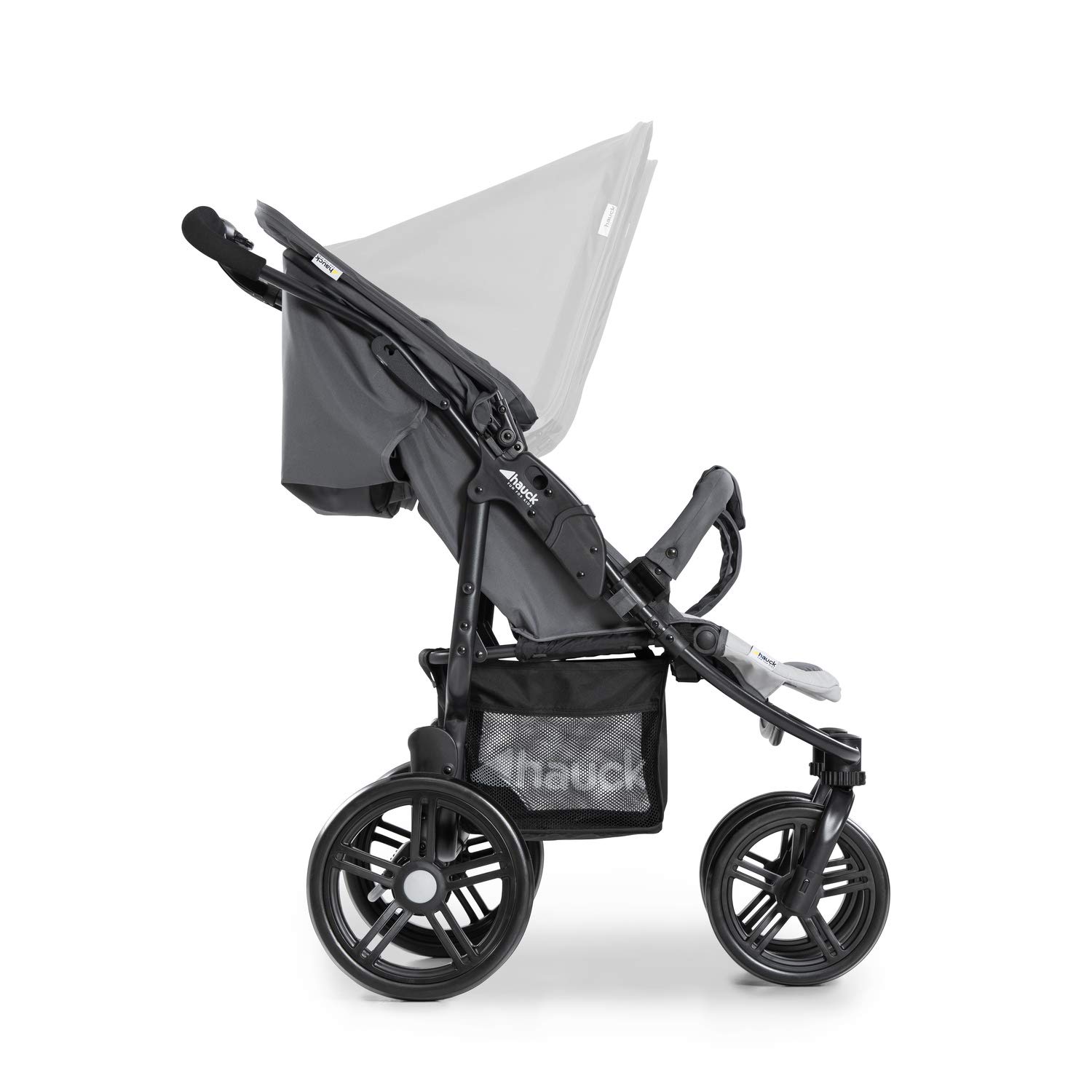 hauck Geschwisterwagen Roadster Duo SLX, Zwillingsbuggy ab Geburt bis 15 kg (ca. 3 Jahren) mit Liegefunktion, XL Korb, Einfach und Klein Zusammenklappbar, Große Räder (Grey/Silver)