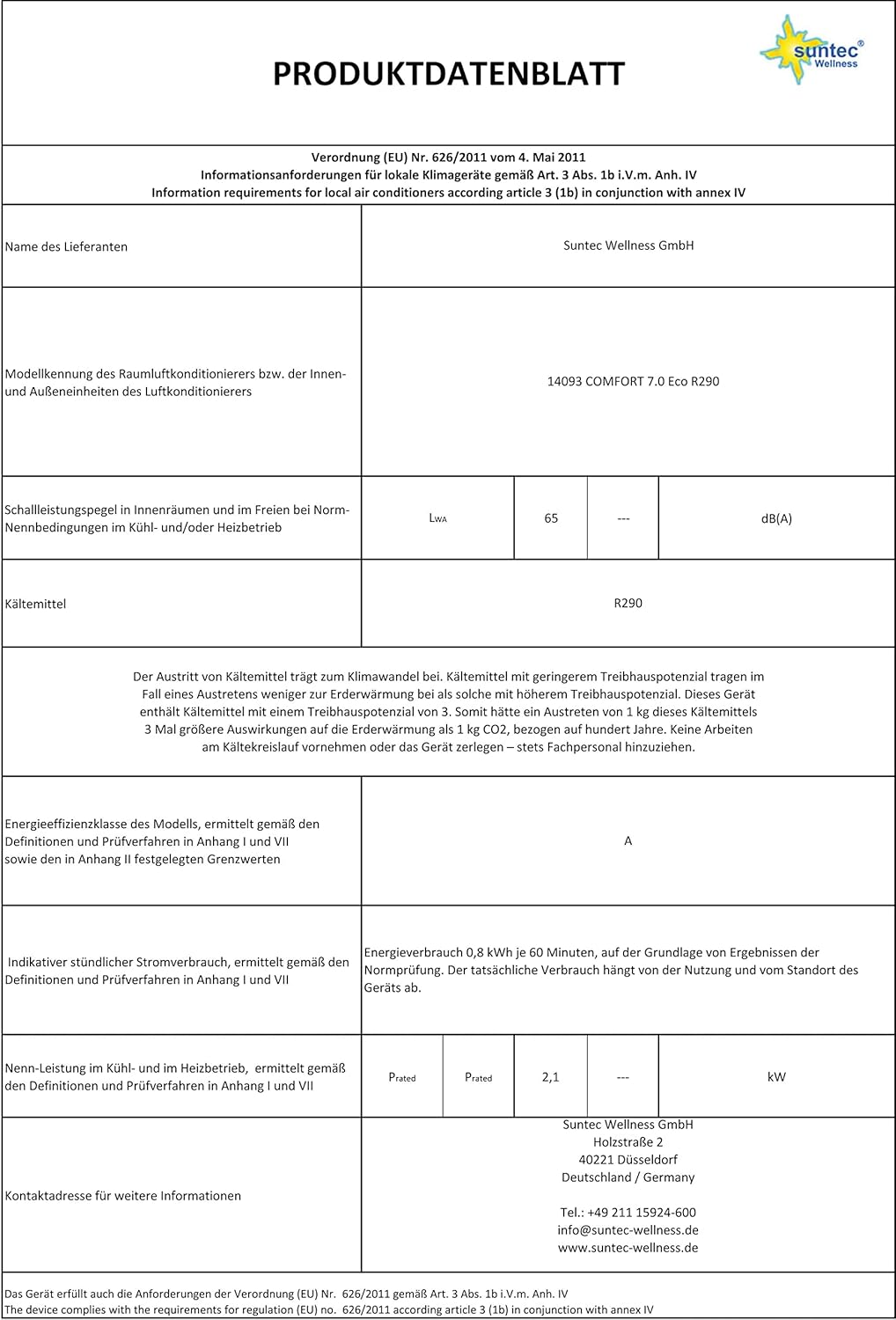 SUNTEC Mobiles Klimagerät Impuls 2.6 Eco R290 – Klimaanlage mobil und leise mit Abluftschlauch – Kühler & Entfeuchter für Räume bis 34 qm – Mobile Kühlung für Wohnung & Büro – 9.000 BTU | 2600 Watt
