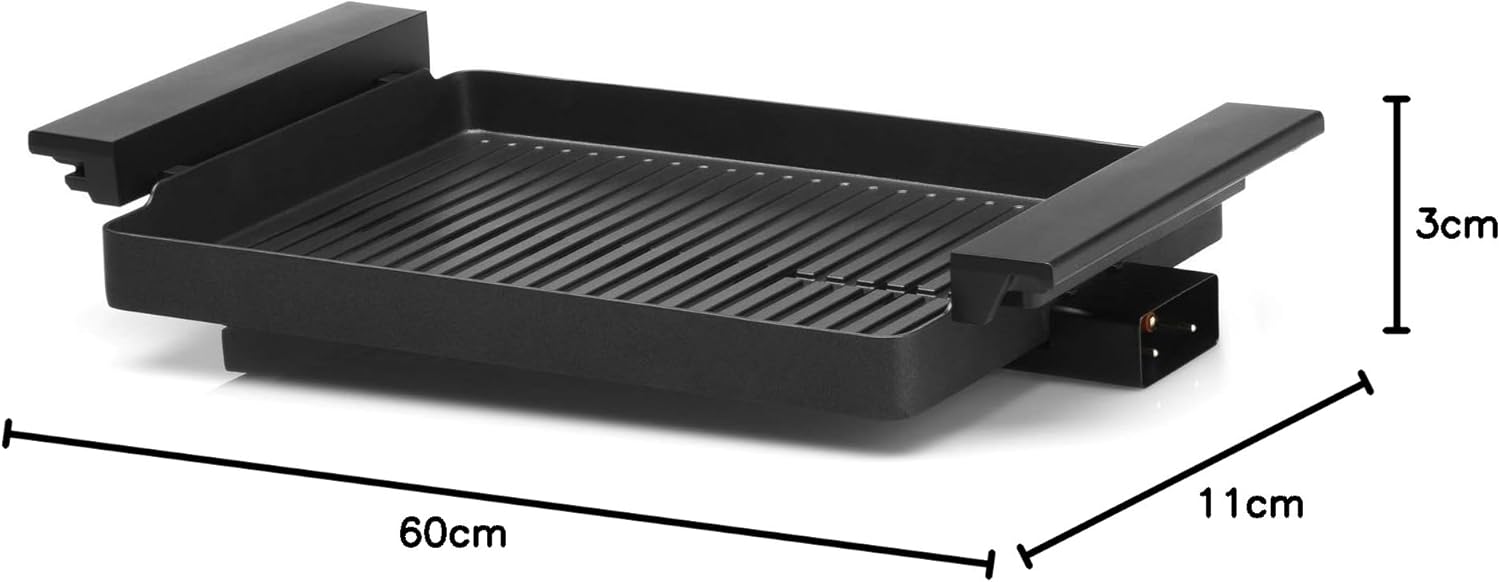 WMF Lono Tischgrill elektrisch mit Glasdeckel, beschichtete Grillplatte, herausnehmbare Auffangschale, spülmaschinenfest, Edelstahl matt, 2200 Watt