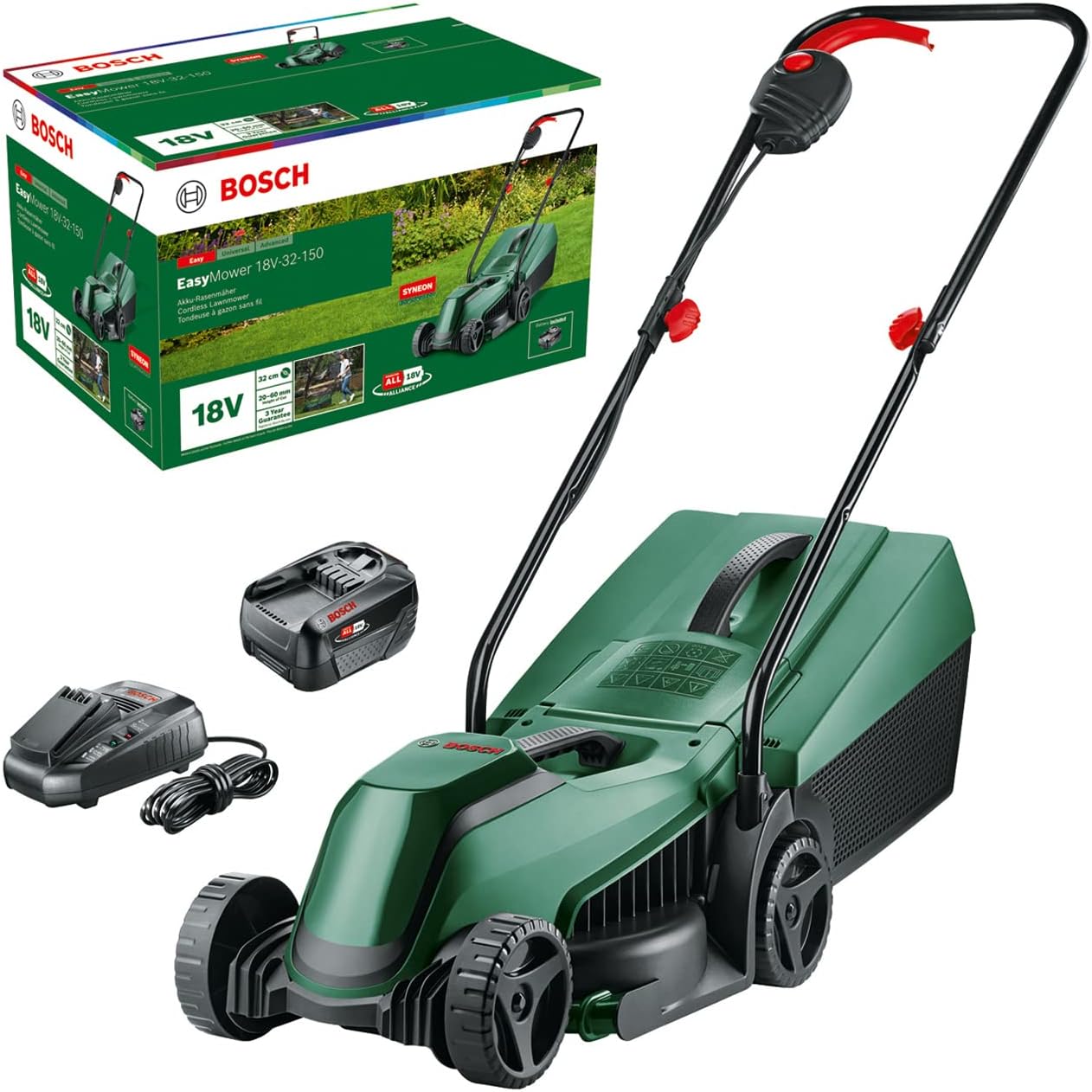 Bosch Akku-Rasenmher CityMower 18V-32-300 (18 Volt, 1x Akku 4,0 Ah, Schnittbreite: 32 cm, Rasenflchen bis 300 m, im Karton)