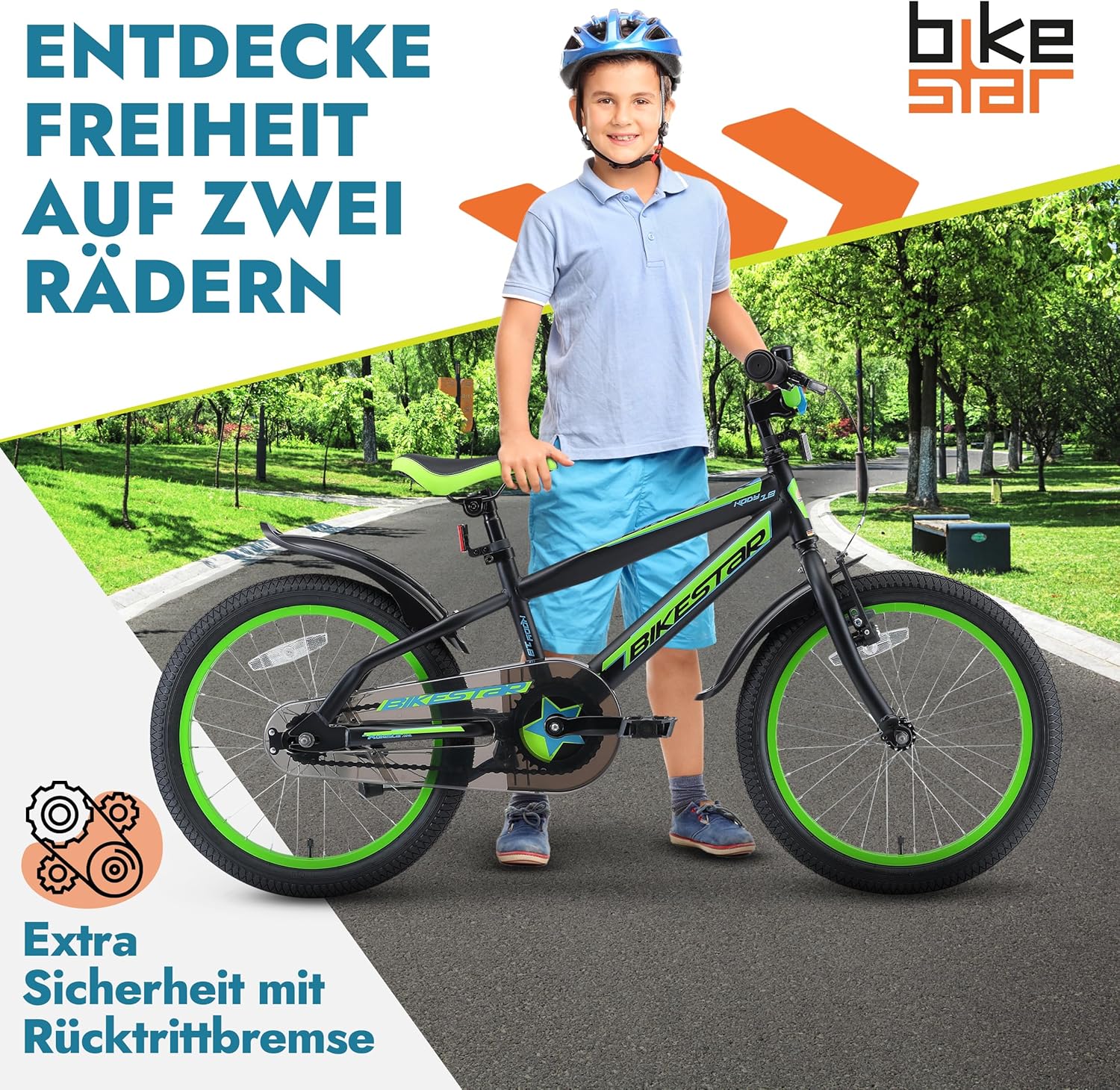 BIKESTAR Kinderfahrrad 18 Zoll für Mädchen und Jungen ab 5 Jahre | Kinderrad Urban Jungle | Fahrrad für Kinder | Risikofrei Testen